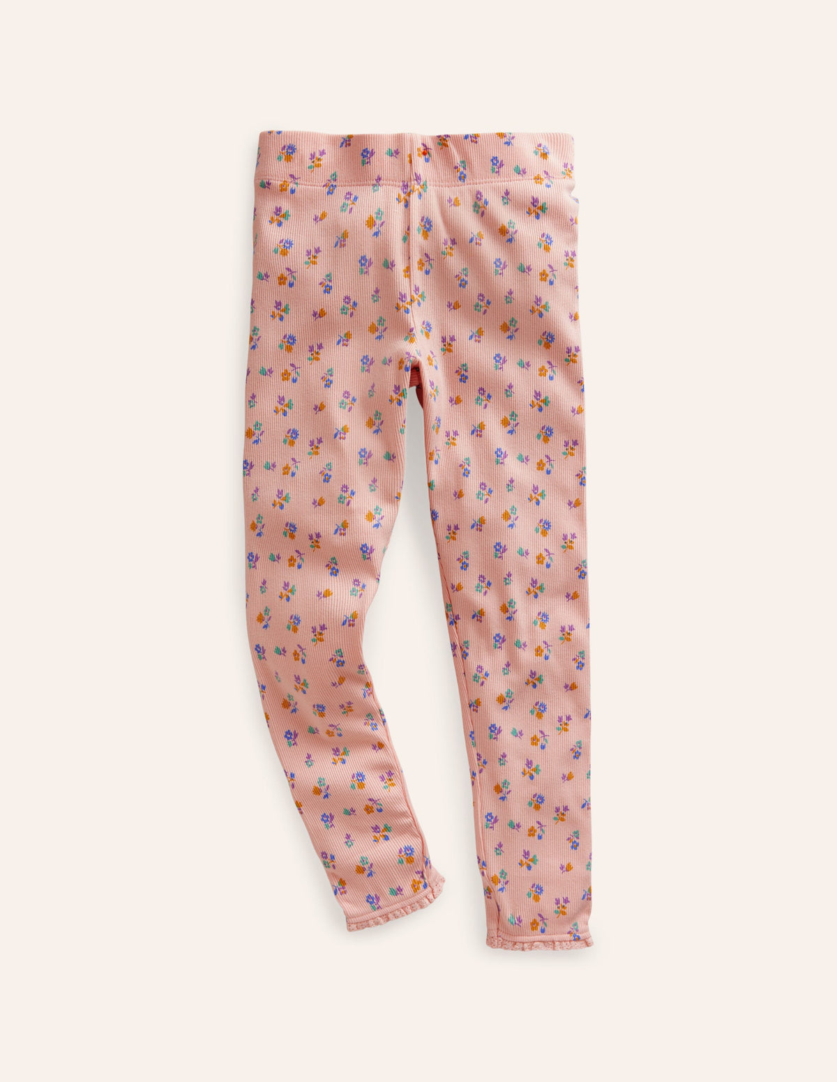 Leggings aus Rippstrick mit Spitzenbesatz-Provence Altrosa Floral - Image 1
