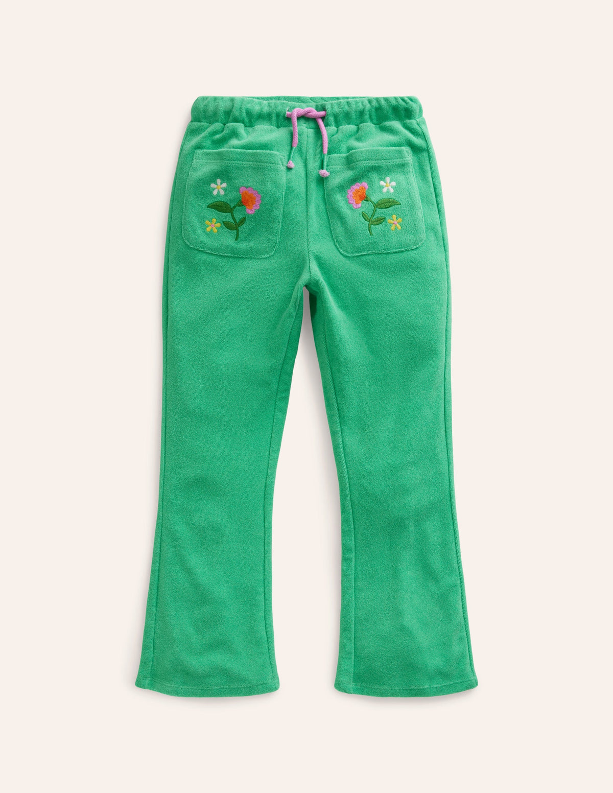 Pantalon évasé en éponge-Vert petit pois - Image 4