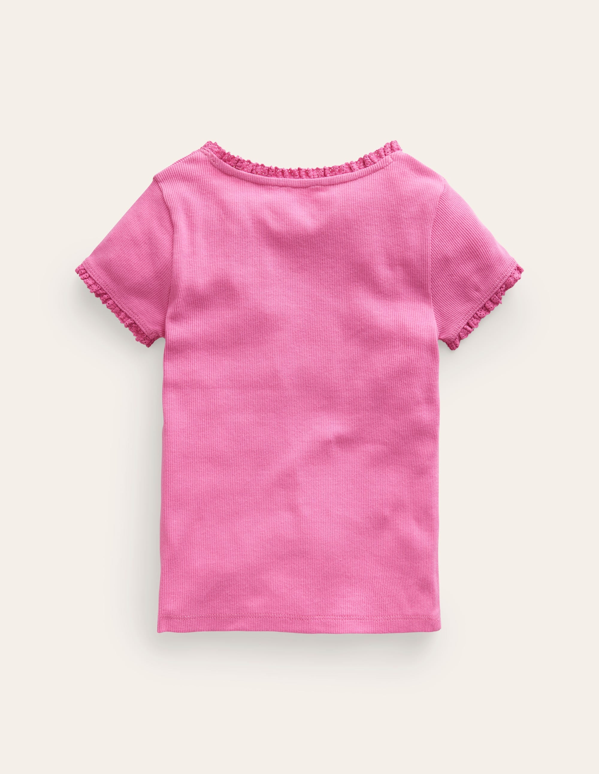 T-Shirt mit kurzen Ärmeln aus Rippstrick-Erdbeereis - Image 2