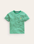 T-Shirt mit gesticktem Logo-Aloe-Grün/Naturweiß Eiscreme