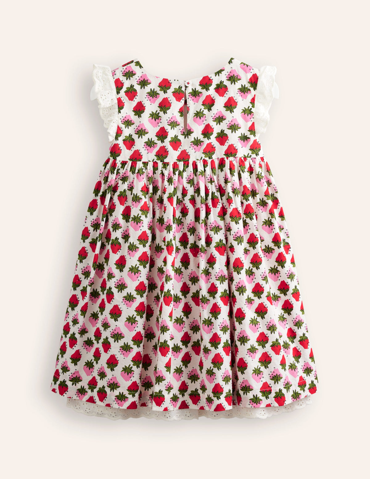Gesmoktes Kleid mit Spitzenbesatz-Vintage Erdbeere Stempel - Image 2