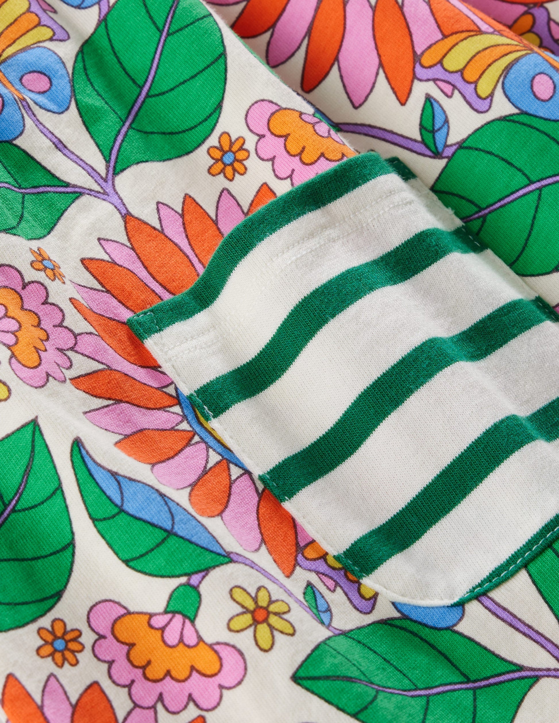 Kurzärmlige Tunika mit Muster-Bunt Gänseblümchen-3
