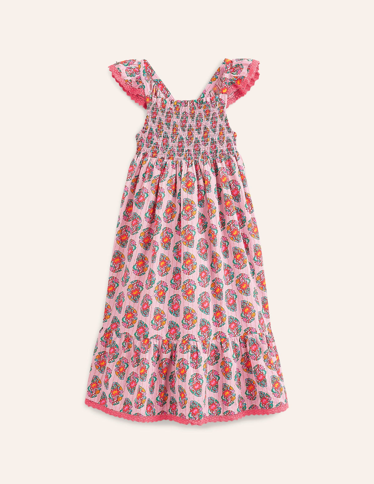 Maxi-Sommerkleid mit Rüschenträgern-Zuckermandel Rosa Paisley-3