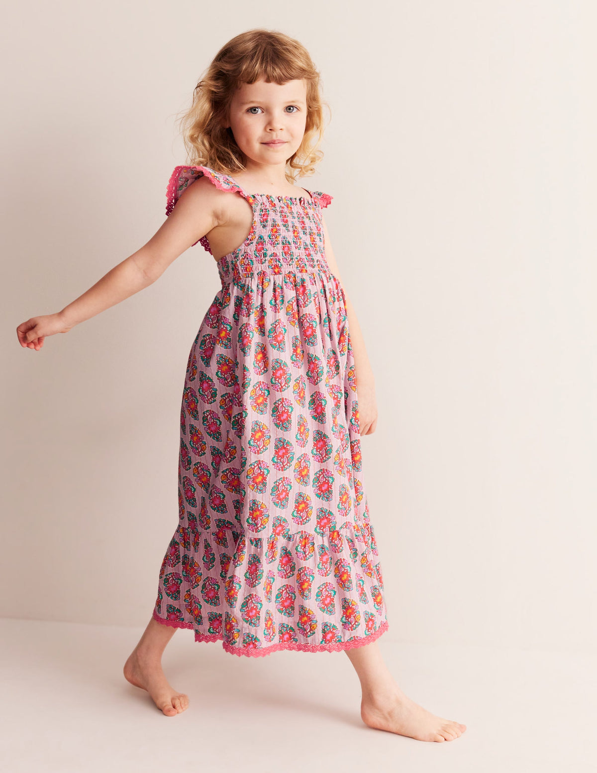 Maxi-Sommerkleid mit Rüschenträgern-Zuckermandel Rosa Paisley - Image 2
