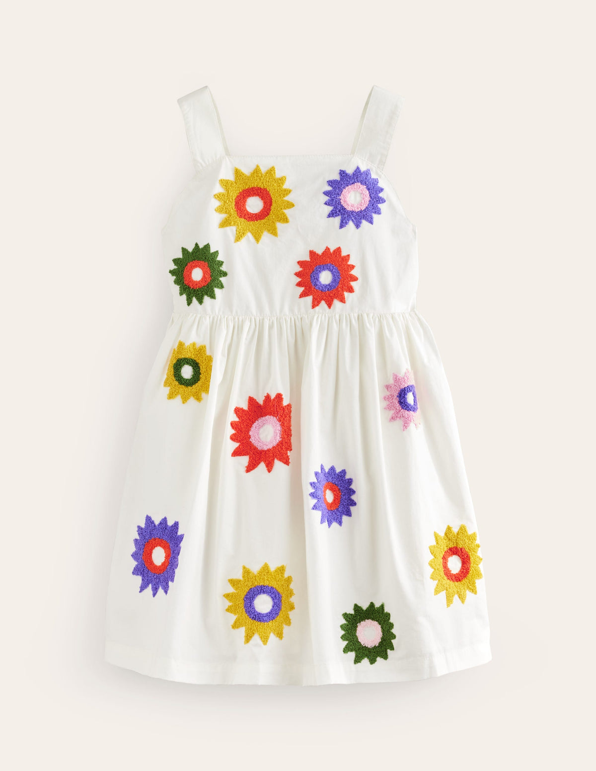 Texturiertes Kleid mit Applikationen-Naturweiß Blumen - Image 1