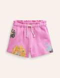 Short en jersey à appliqué-Patchwork rose cosmos
