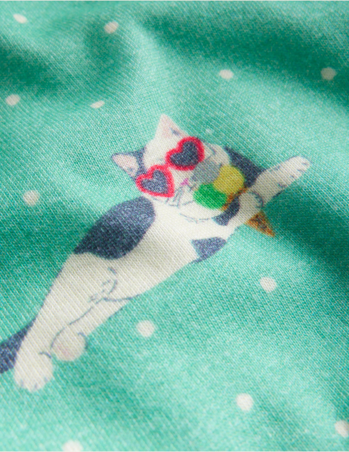 Pyjama court douillet-Chats en vacances bleu mer aigue-marine-3