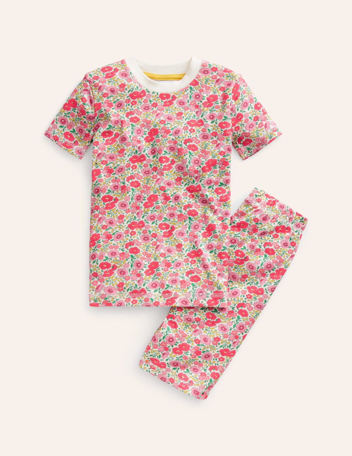 Snug Short John Pyjamas-Pink Flowerbed - Image 1