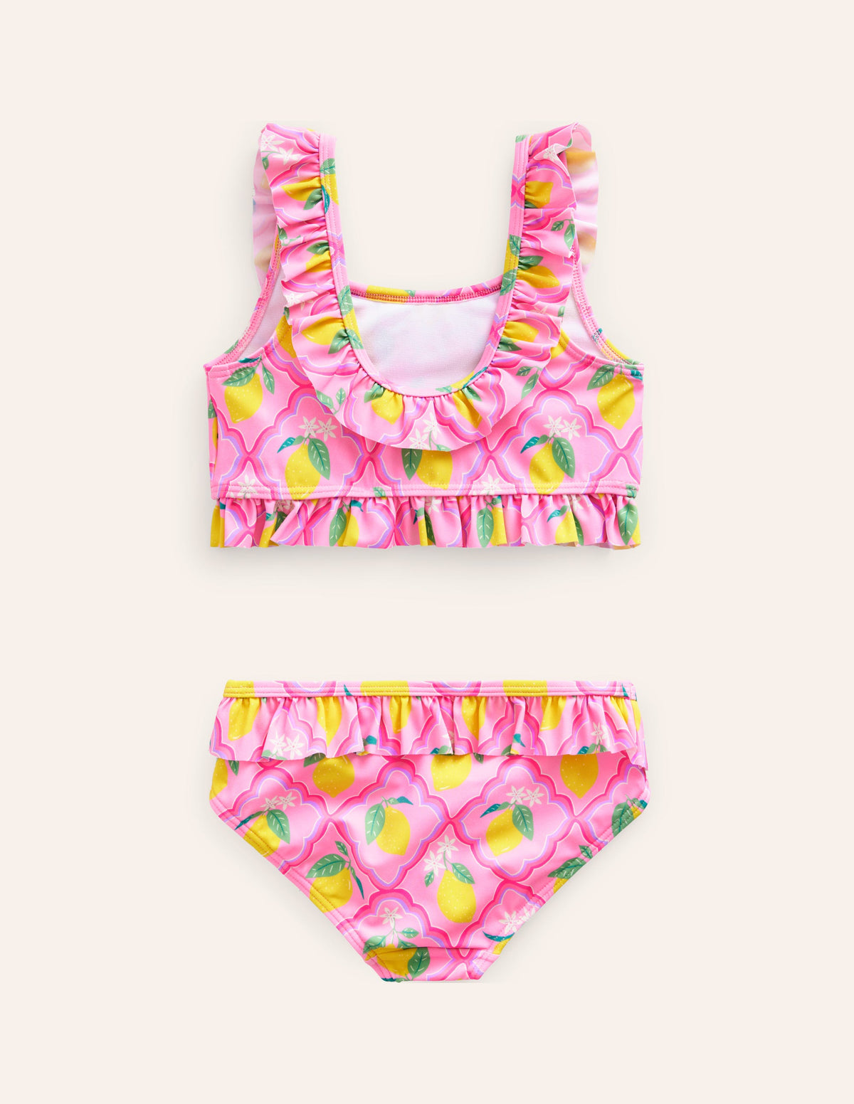 Bikini noué dans le dos à volants-Citronneraie rose - Image 2