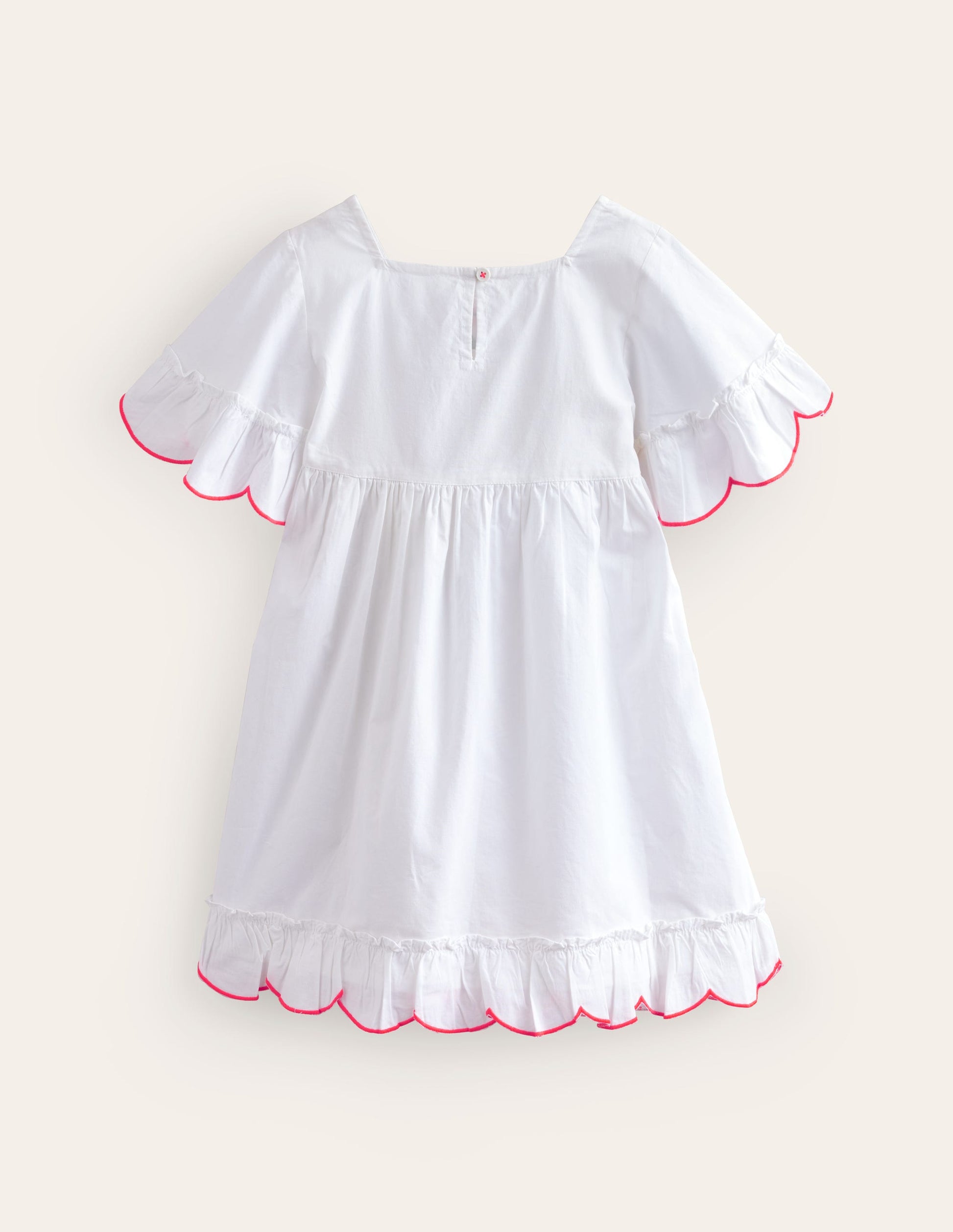 Leichtes Freizeitkleid-Weiß Florale Stickerei-2