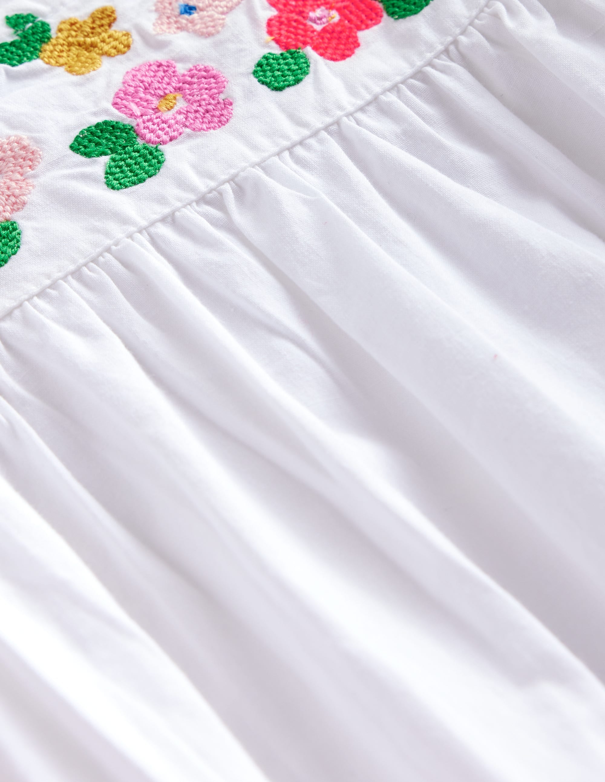 Leichtes Freizeitkleid-Weiß Florale Stickerei - Image 3