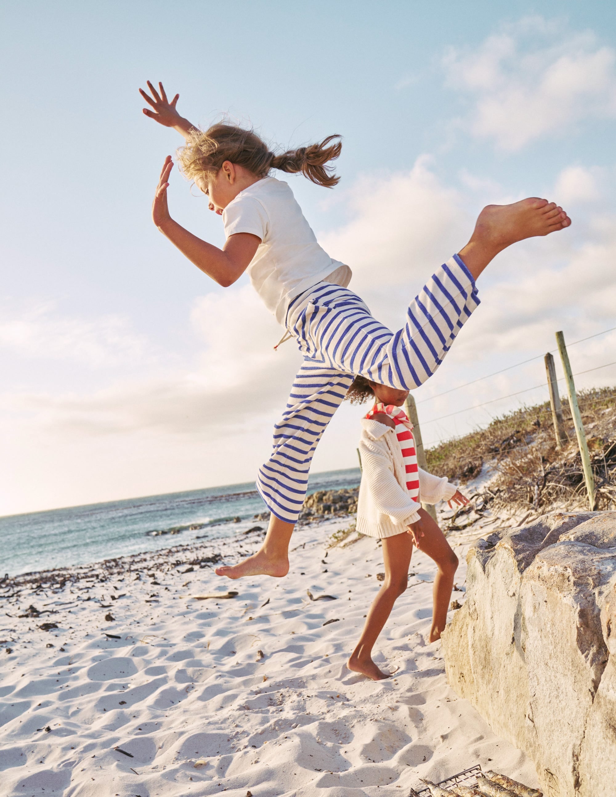 Towelling Trousers-Navy/ Ivory Stripe - Image 4