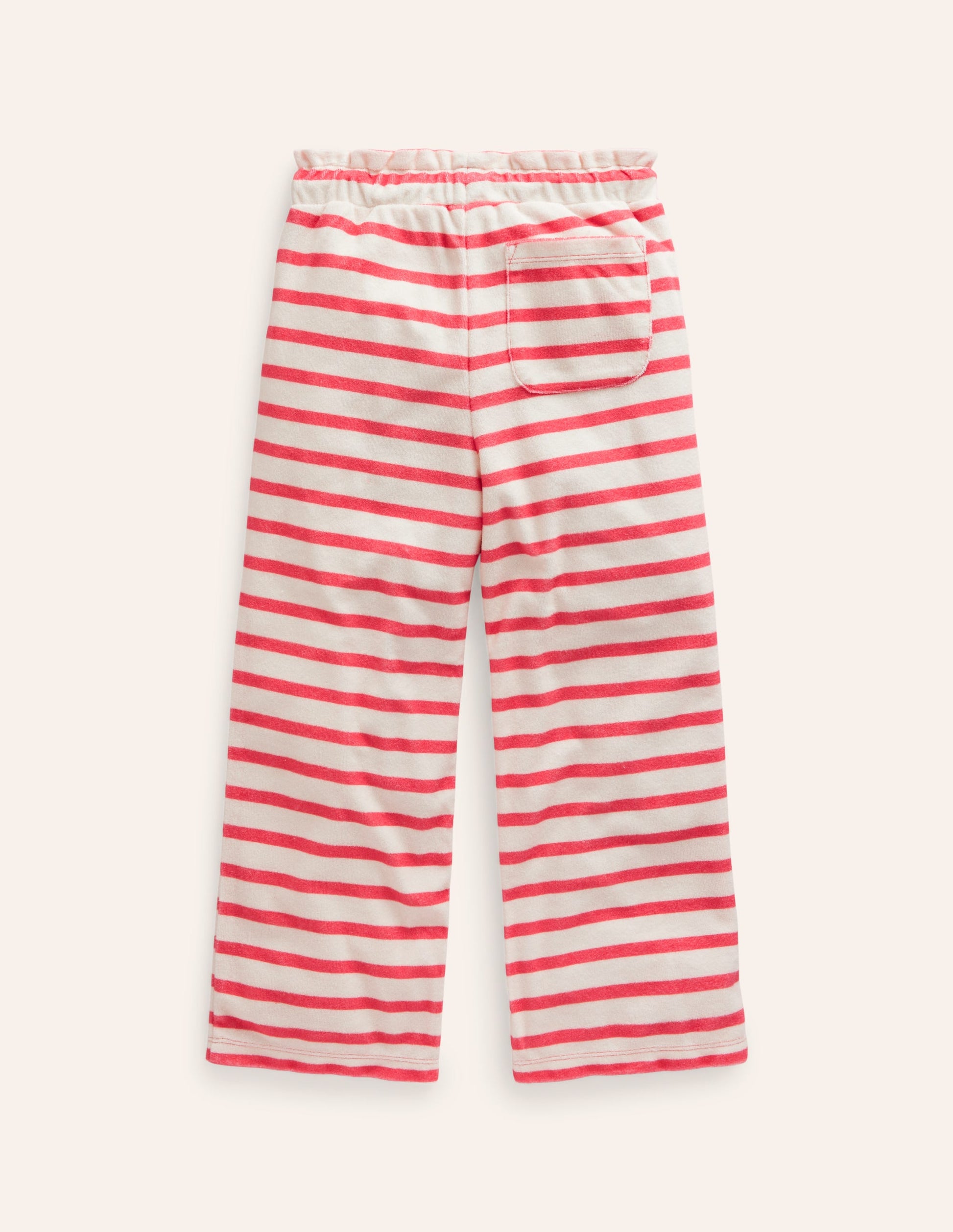Towelling Trousers-Jam Red/ Ivory Stripe-2