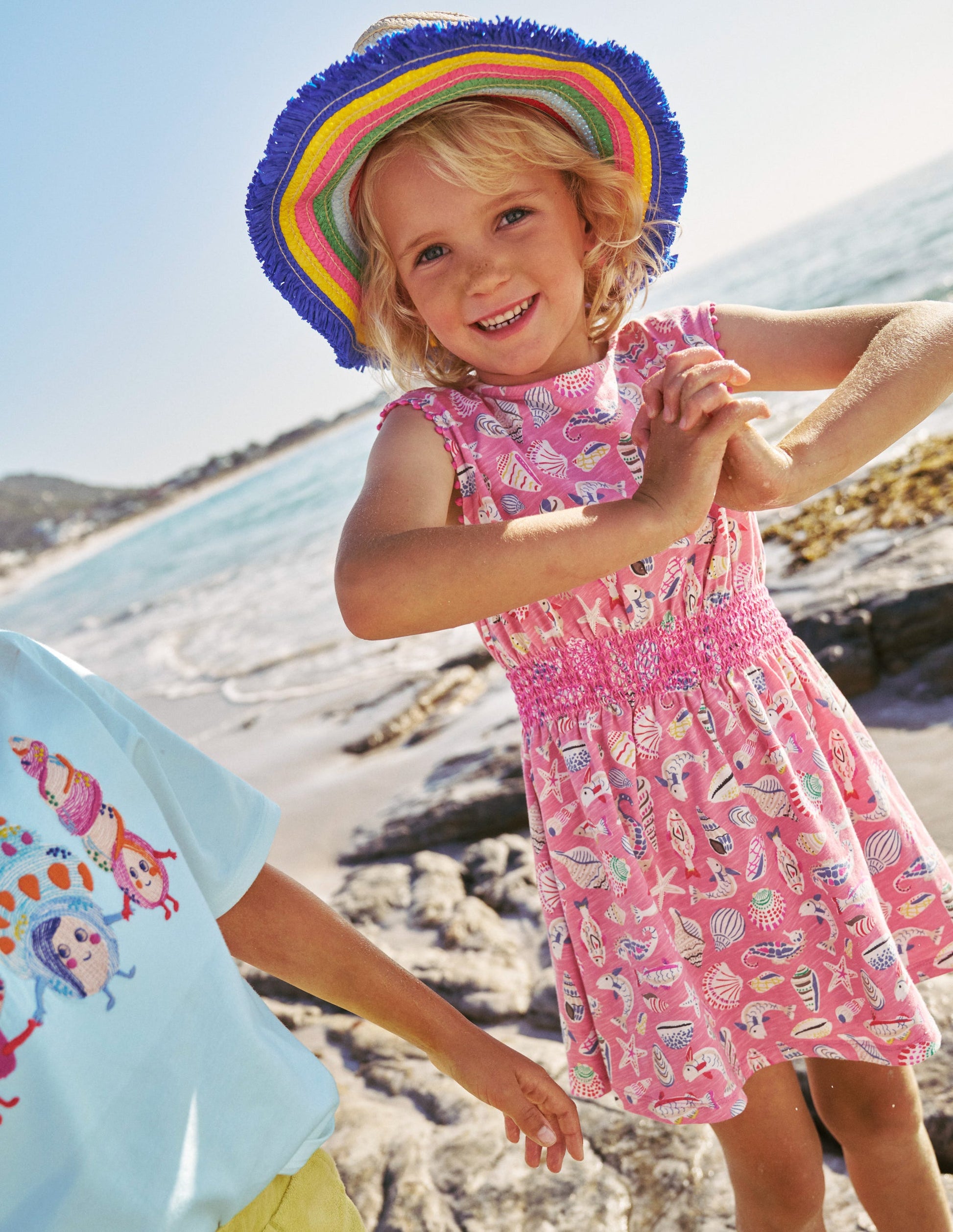 Jerseykleid mit geraffter Taille-Kirschblütenrosa Meeresküste-4