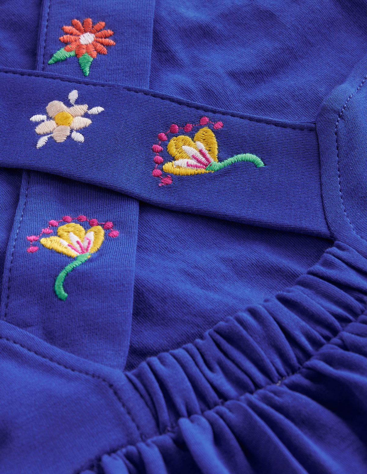 Robe croisée dans le dos en jersey-Broderie bleu saphir-3