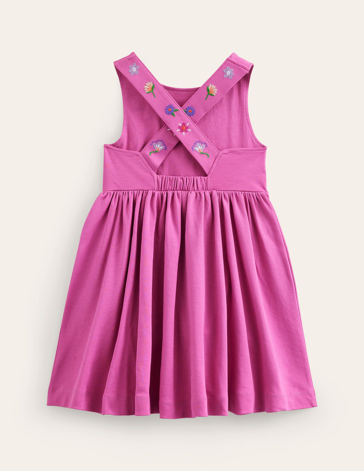 Robe croisée dans le dos en jersey-Broderie rose saumon - Image 2