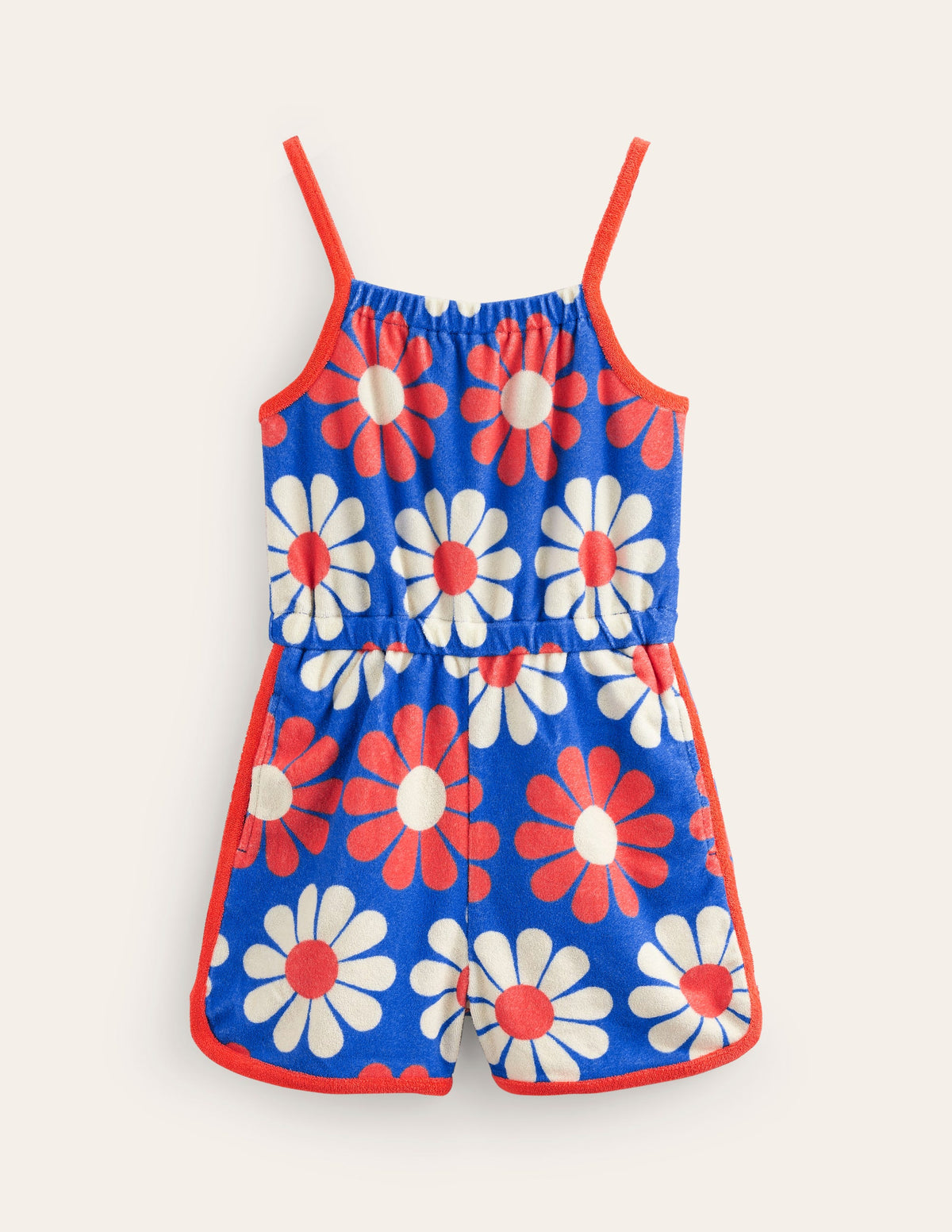 Einteiler aus Frottee mit Trägern-Cabana-Blau Geo Gänseblümchen-1