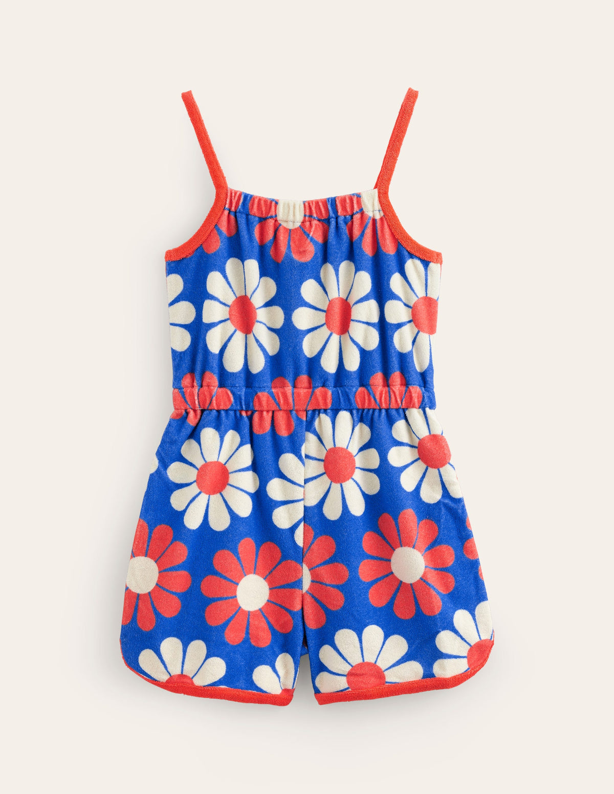 Einteiler aus Frottee mit Trägern-Cabana-Blau Geo Gänseblümchen-2