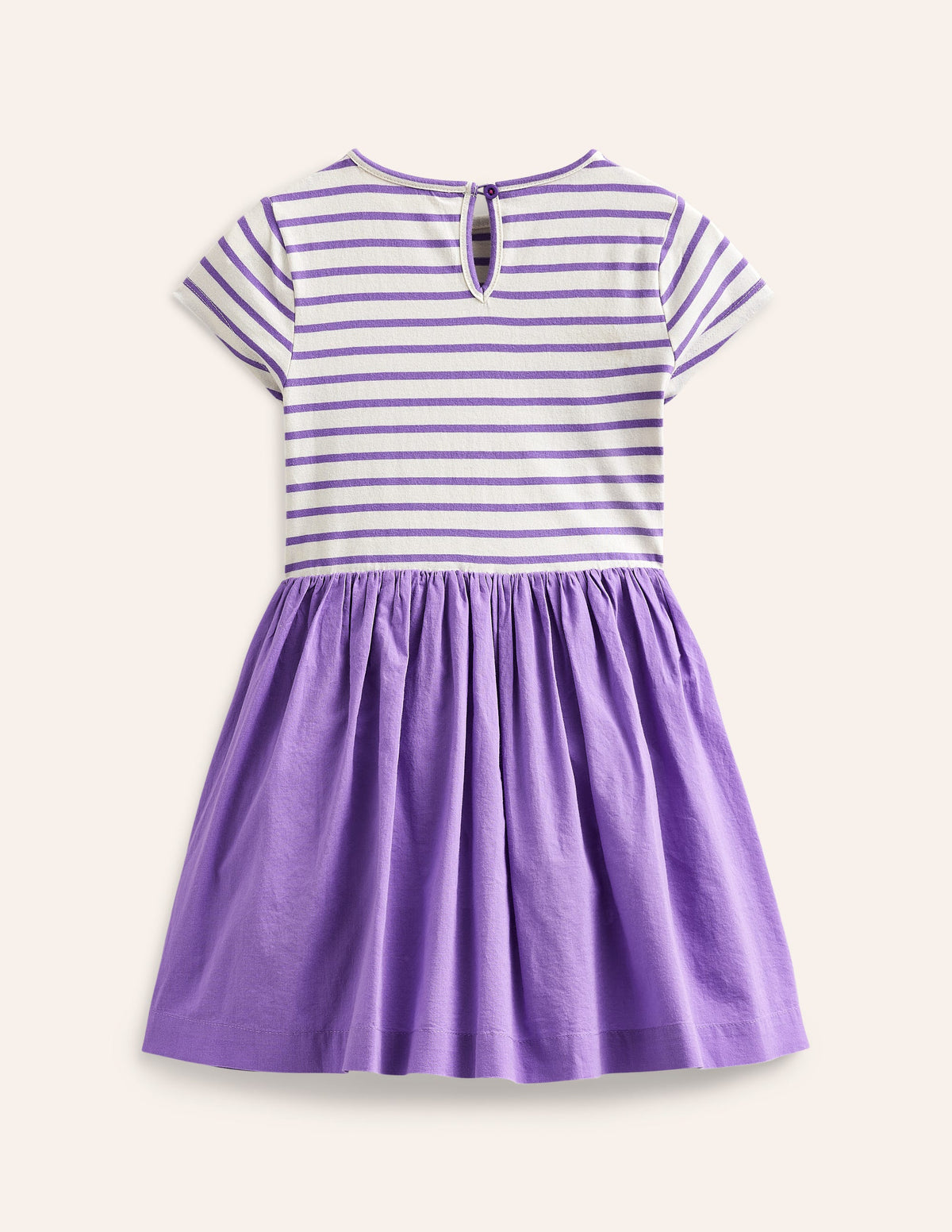 Gewebtes Kleid mit Applikationen-Mix-Fliederlila/Vanille Tiere-2