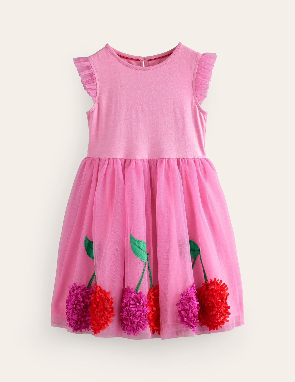 Jerseykleid mit Tüllrock und Applikation-Rosa Kirschen-1