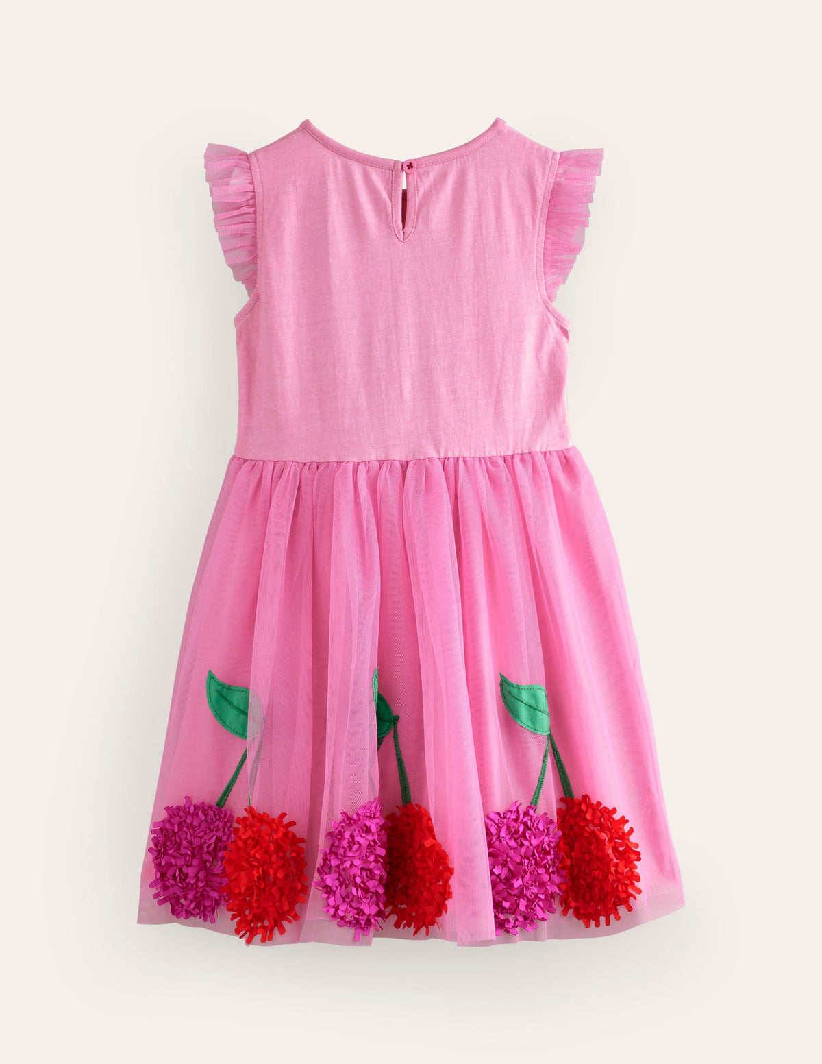Jerseykleid mit Tüllrock und Applikation-Rosa Kirschen-2