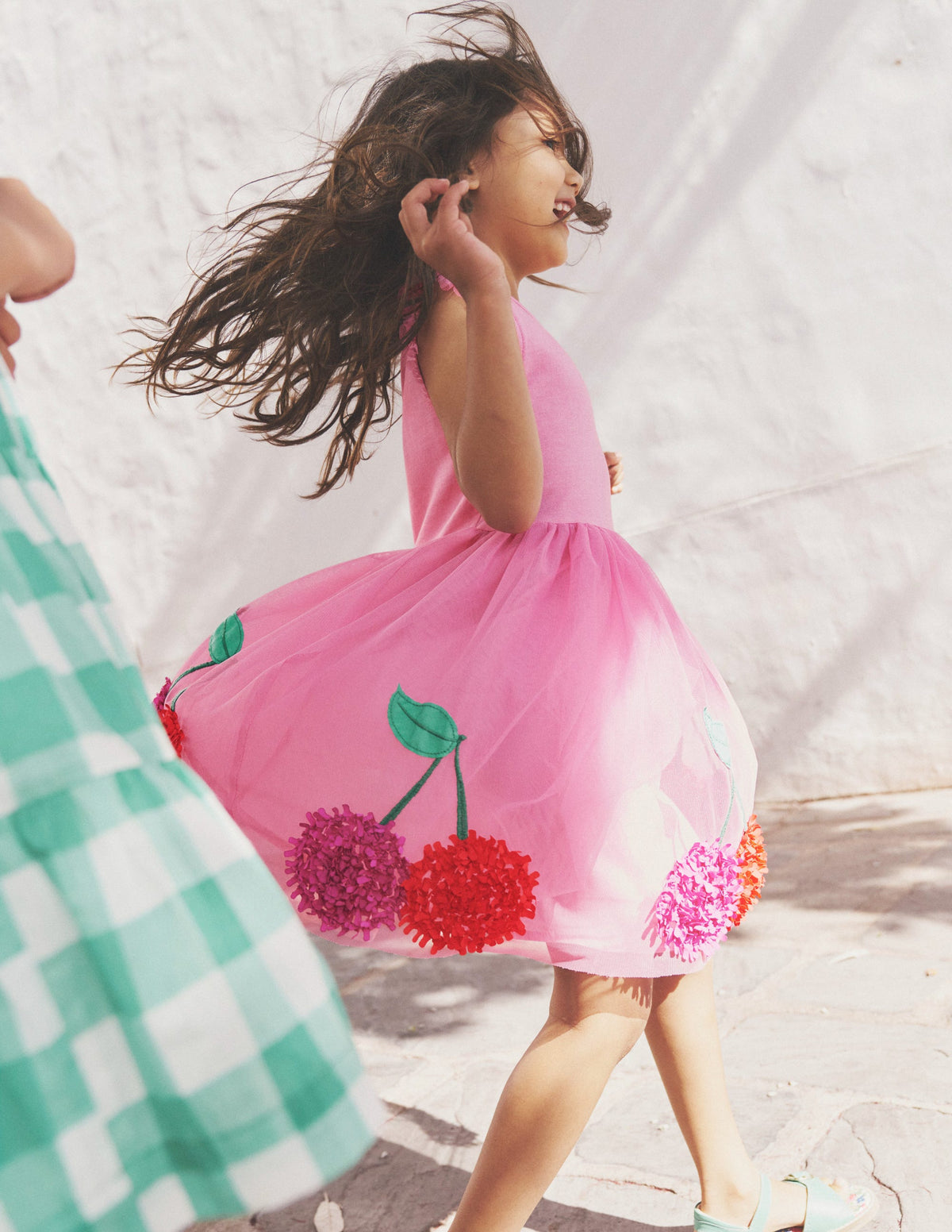 Jerseykleid mit Tüllrock und Applikation-Rosa Kirschen-4
