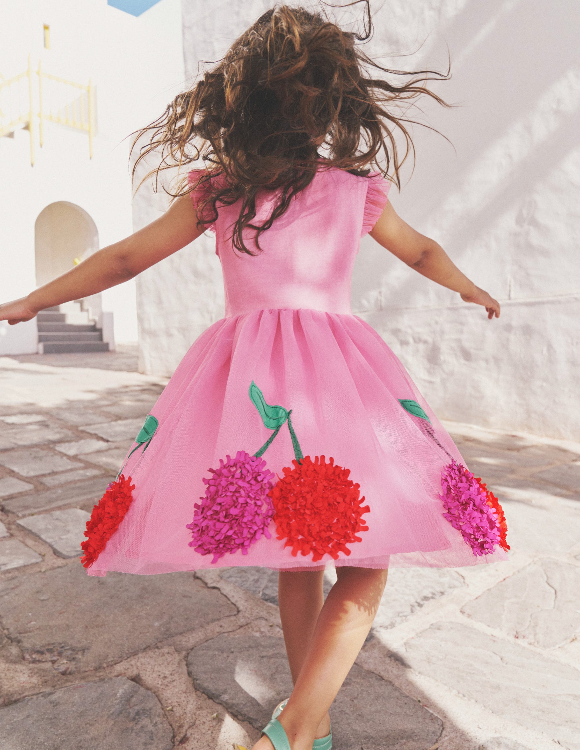 Jerseykleid mit Tüllrock und Applikation-Rosa Kirschen - Image 5