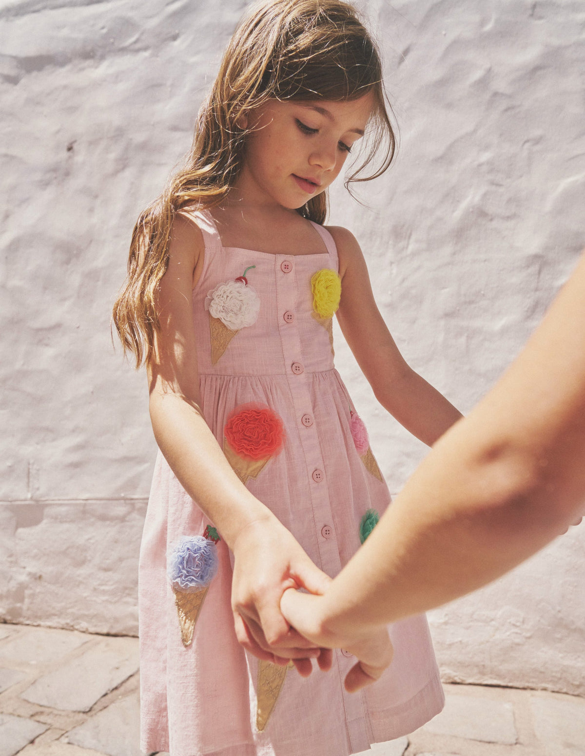 Robe boutonnée à logo-Glaces rose ballerine-4