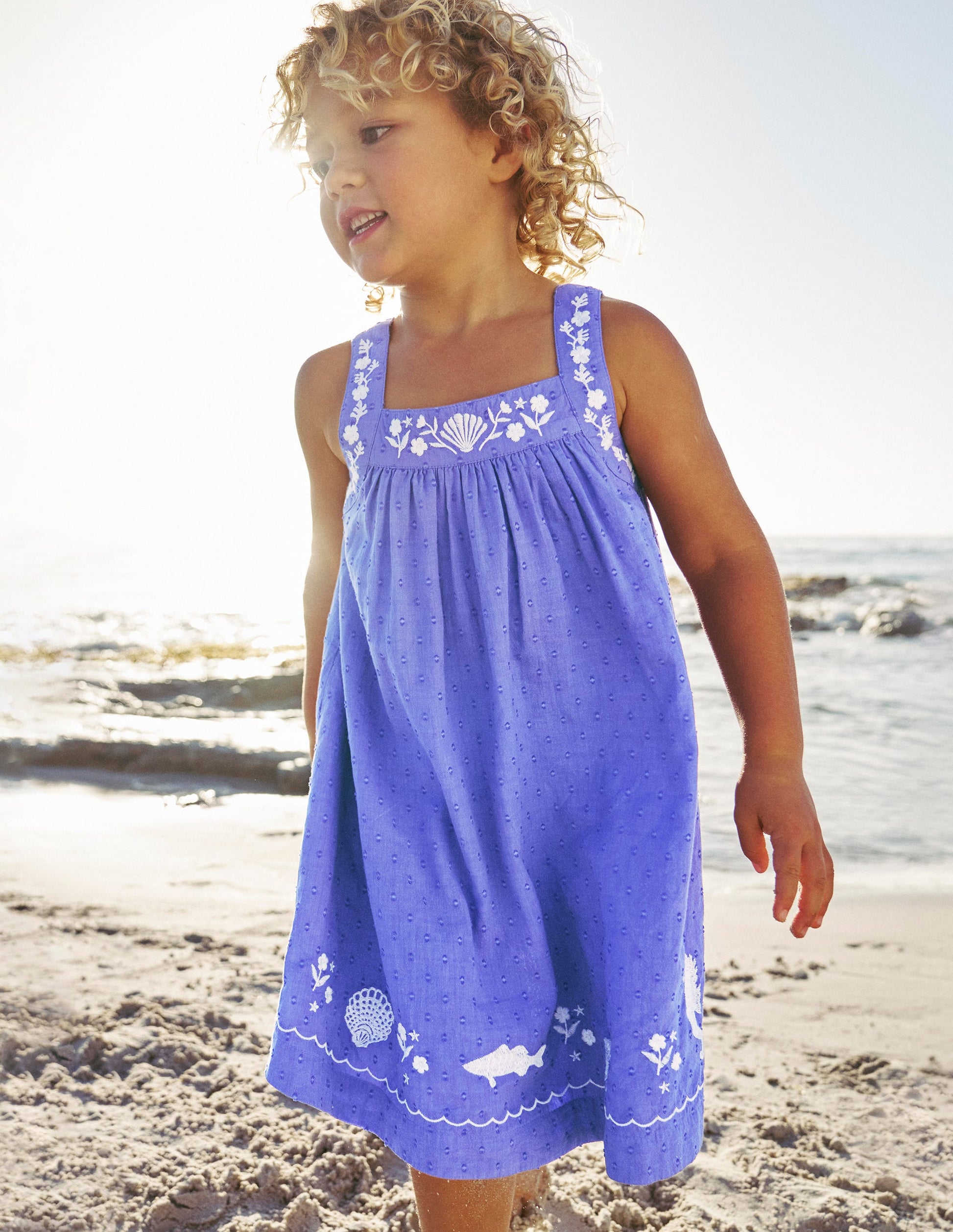 Schwingendes Kleid mit Stickerei-Tiefblau Riff-4