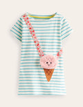 Fun Pocket Appliqué Tunic-Ivory/Brook Blue Stripe