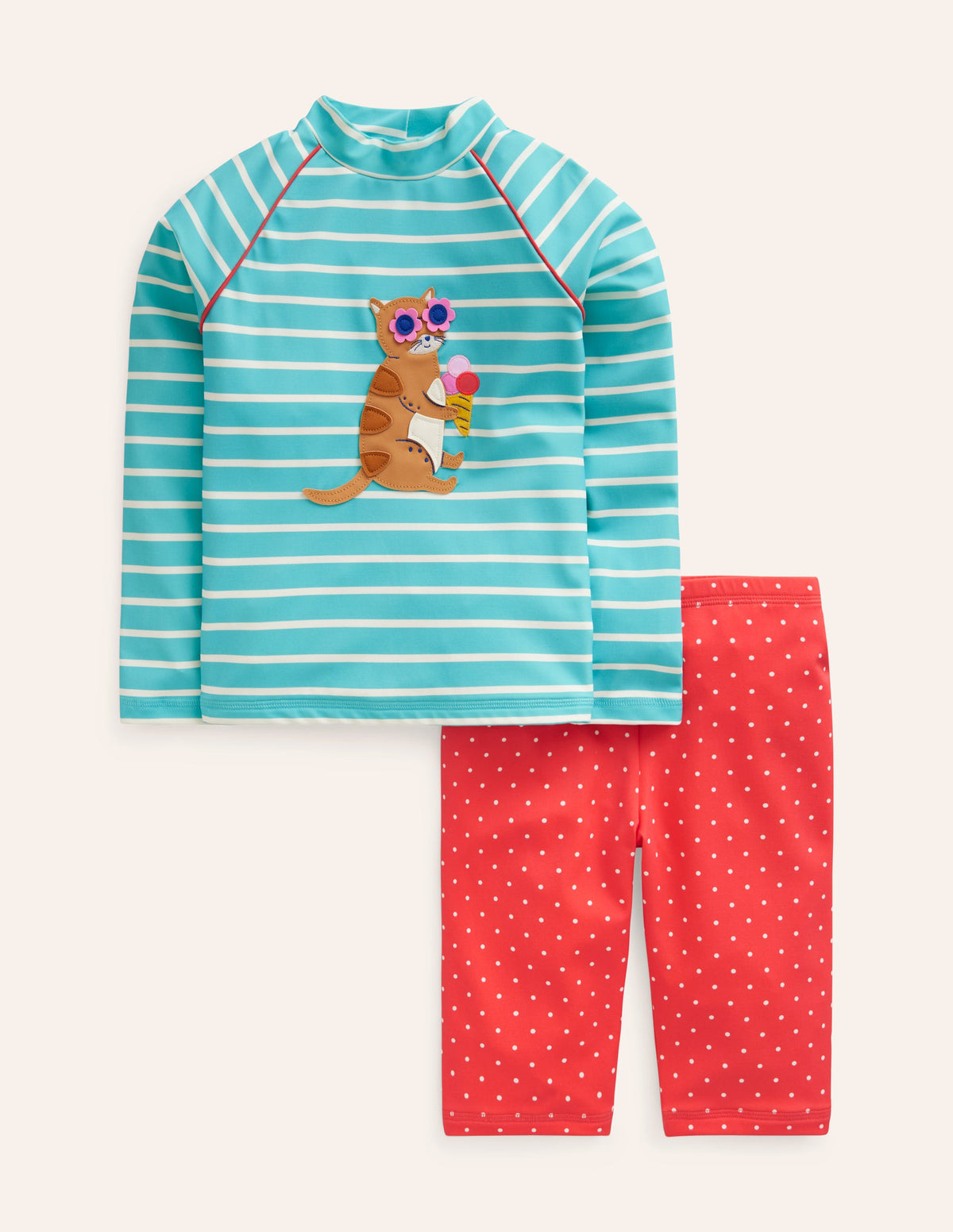 Badeshirt-Set mit Sonnenschutz-Katzen-Logo-1