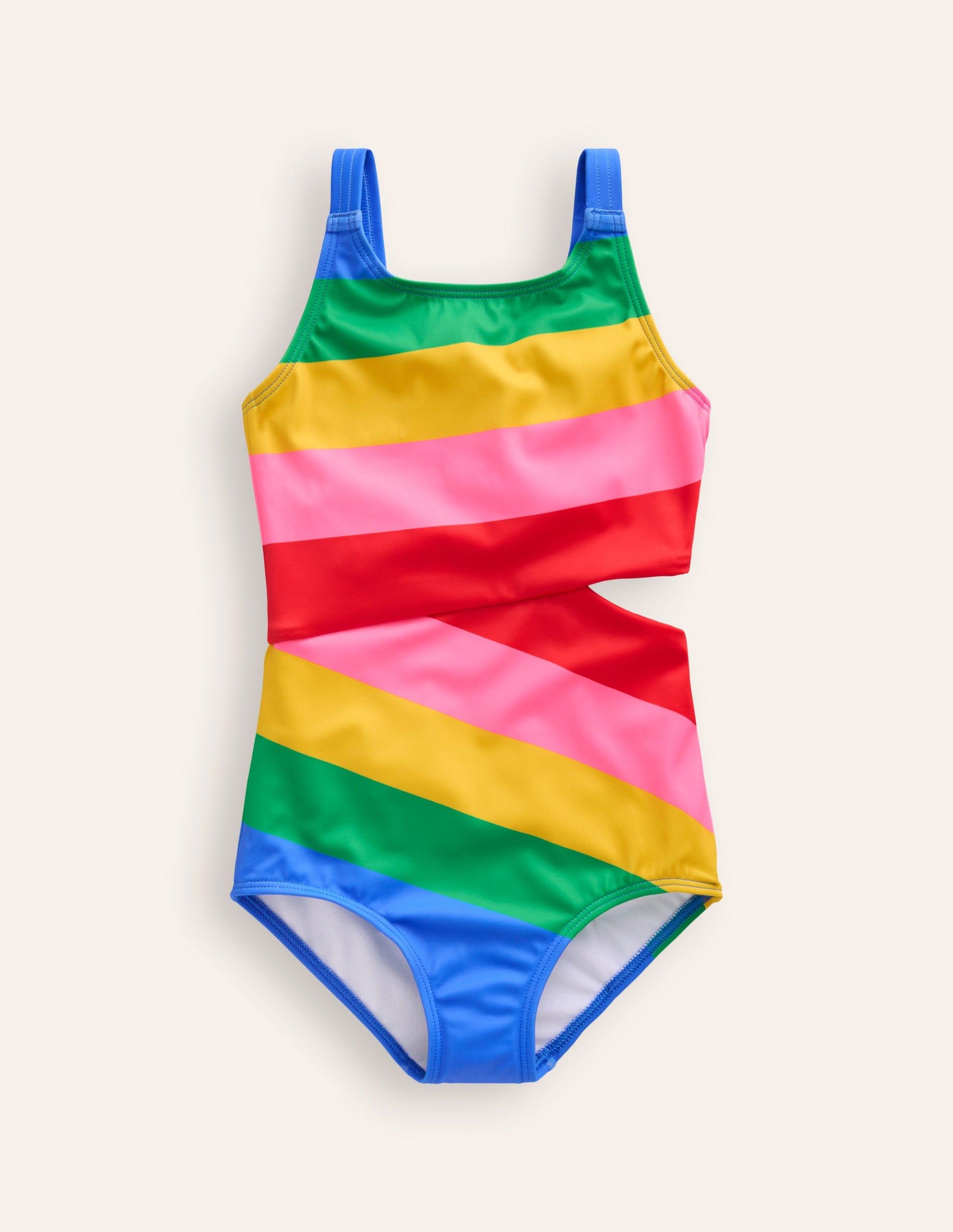Badeanzug mit Cut-out-Festivalrosa Regenbogen-1