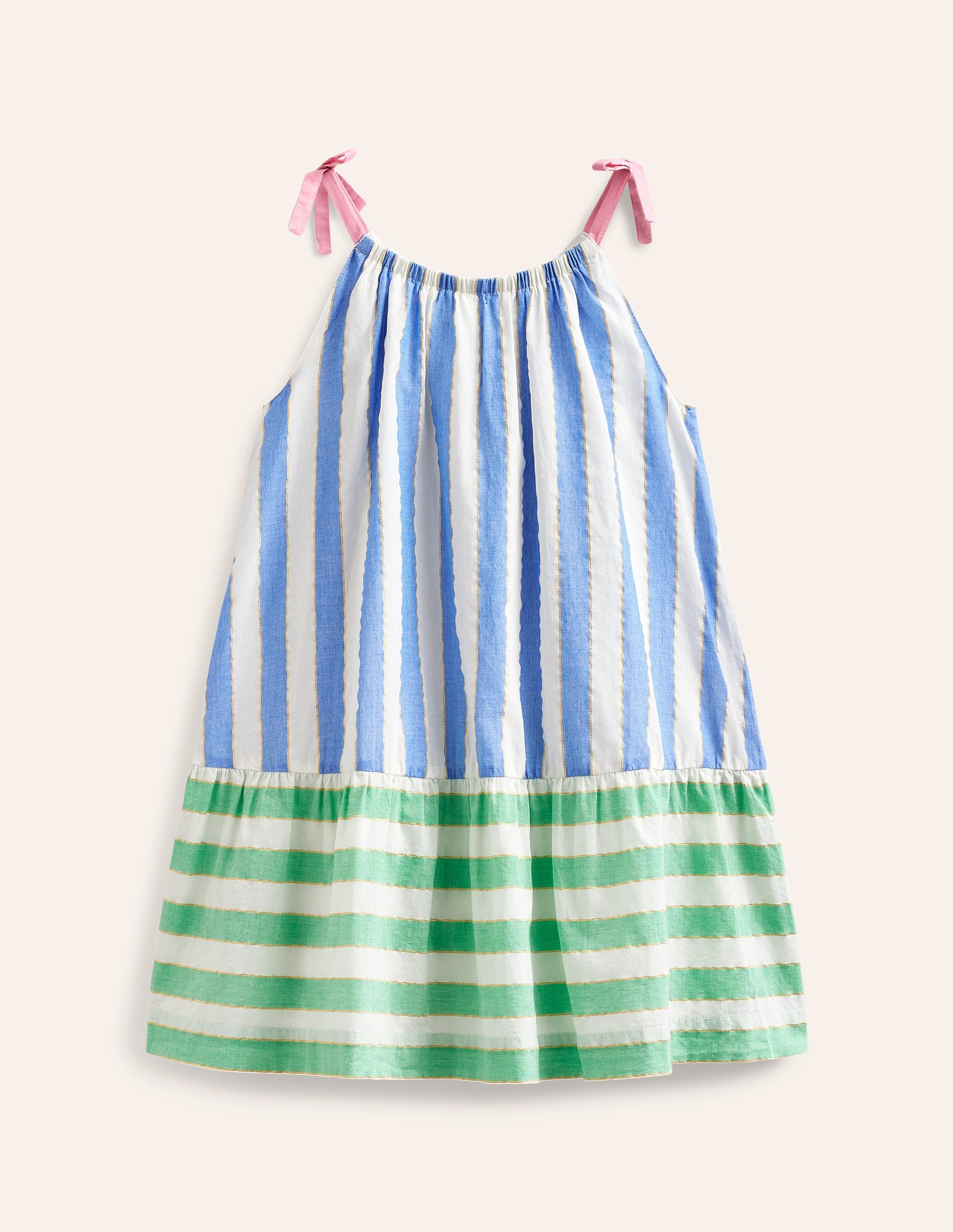 Fun Stripe Strappy Dress-Blue Lurex Stripe - Image 2