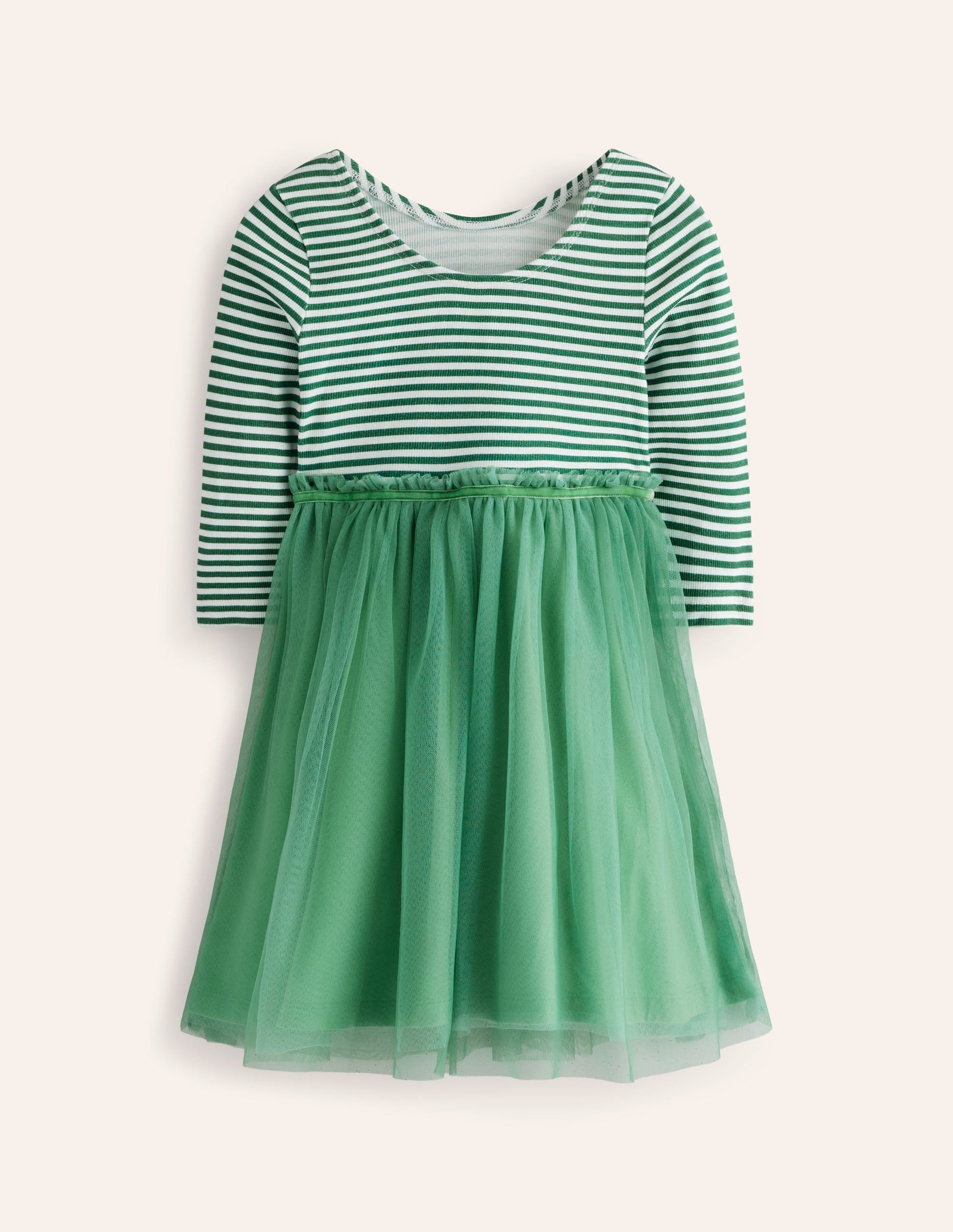 Geripptes Jersey-Tüllkleid-Aquamarine-2