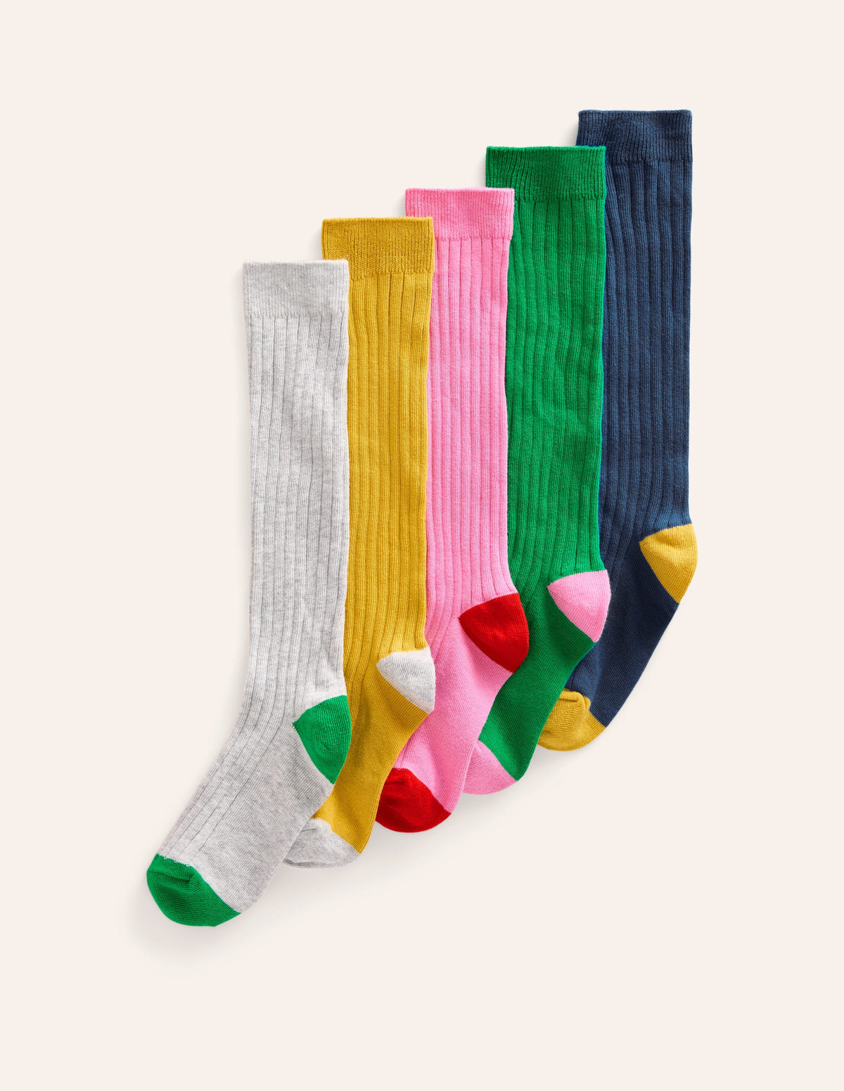 5er-Pack Rippstrick-Kniestrümpfe-Regenbogen - Image 1