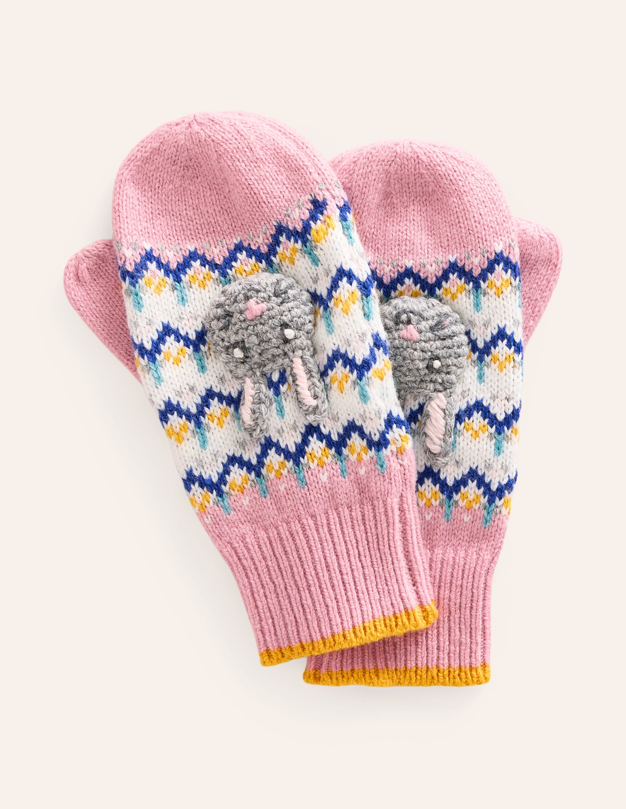 Originelle Fair-Isle-Fäustlinge-Vintage-Rosa Hasen - Image 1