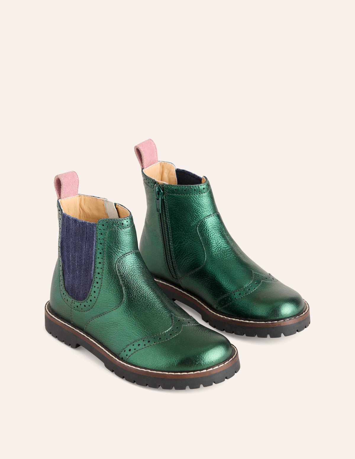 Chelsea-Stiefel aus Leder-Metallic-Grün - Image 1