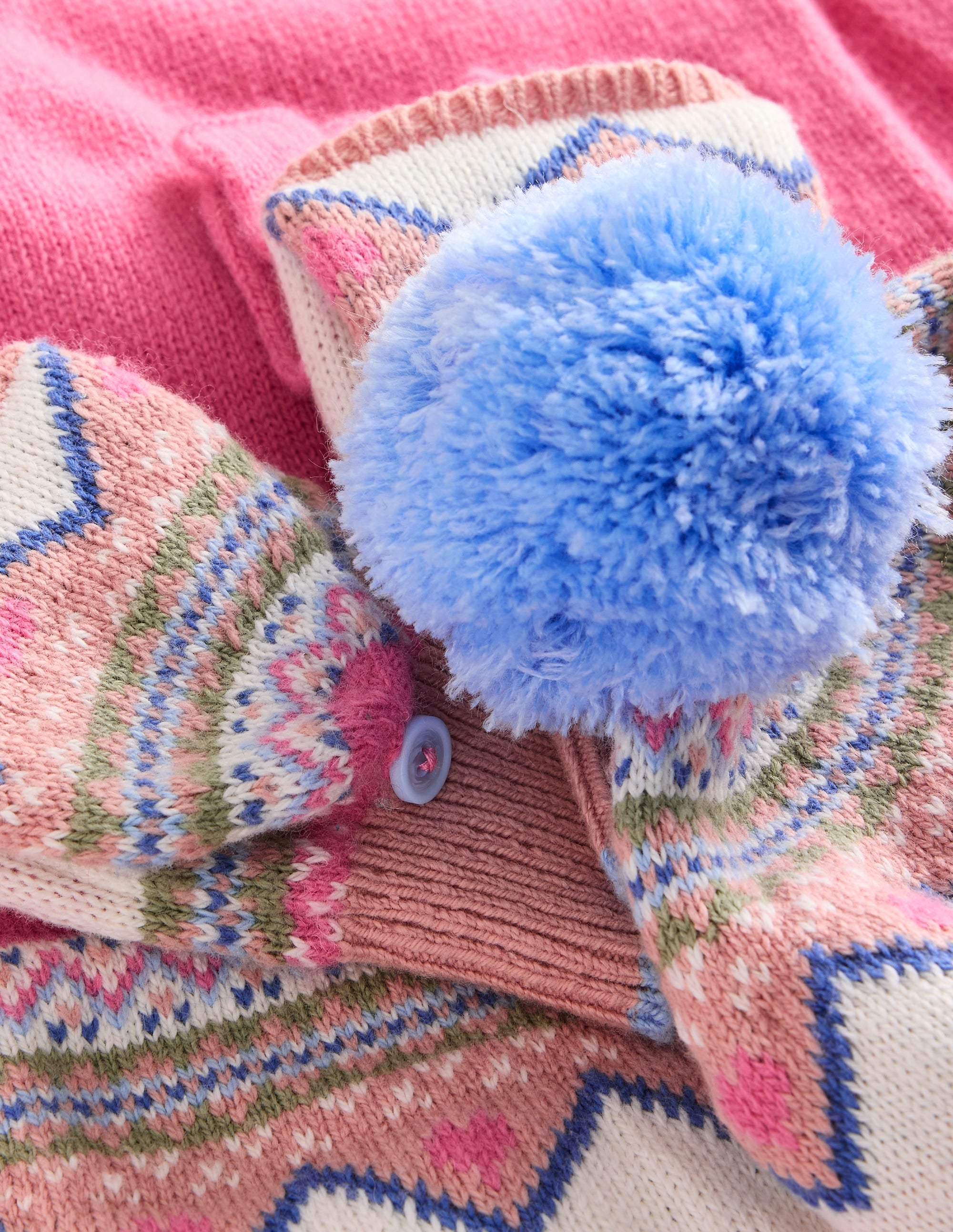Fair-Isle-Strickset-Rosenblütenrosa Blumen - Image 2