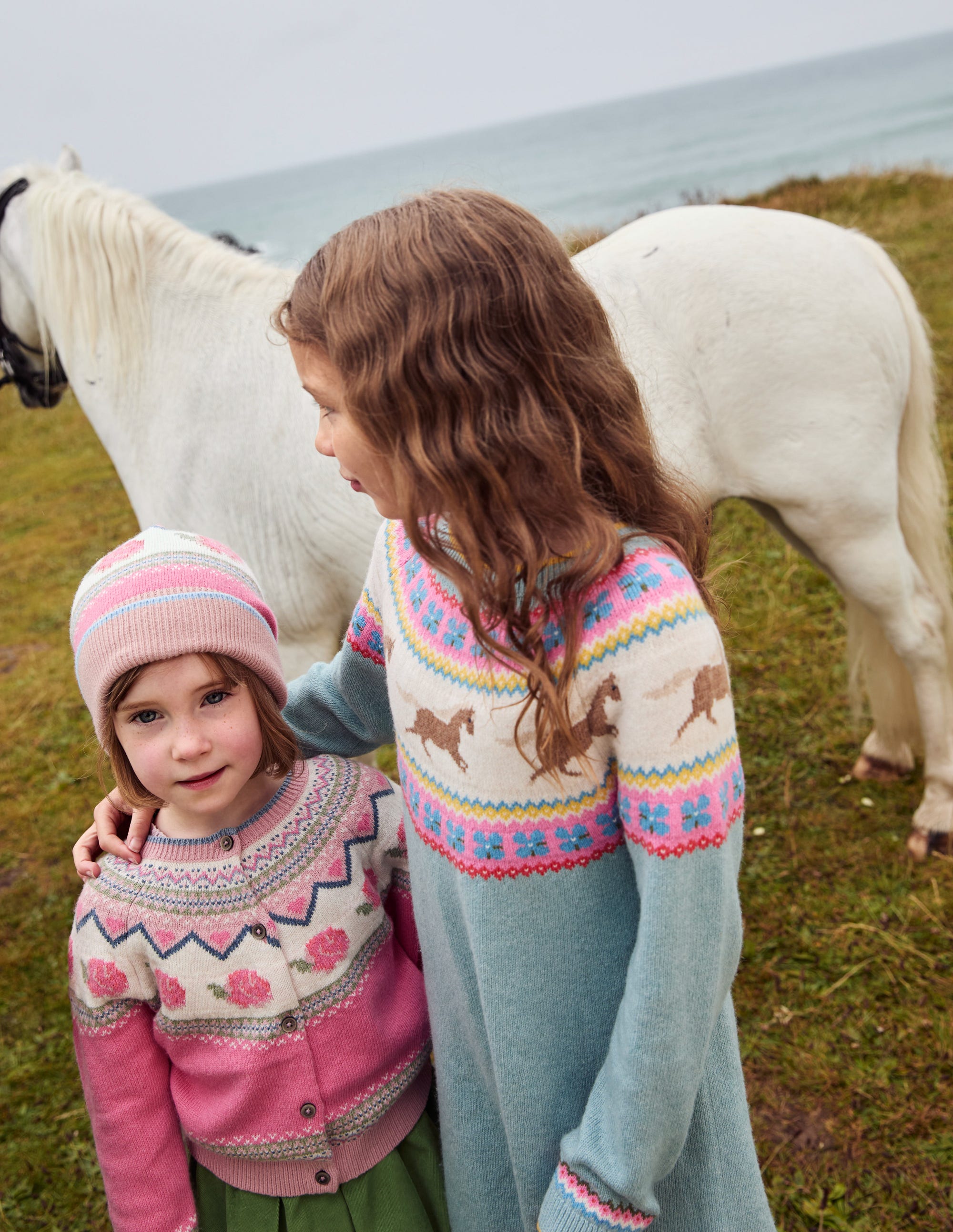 Fair-Isle-Strickset-Rosenblütenrosa Blumen - Image 3