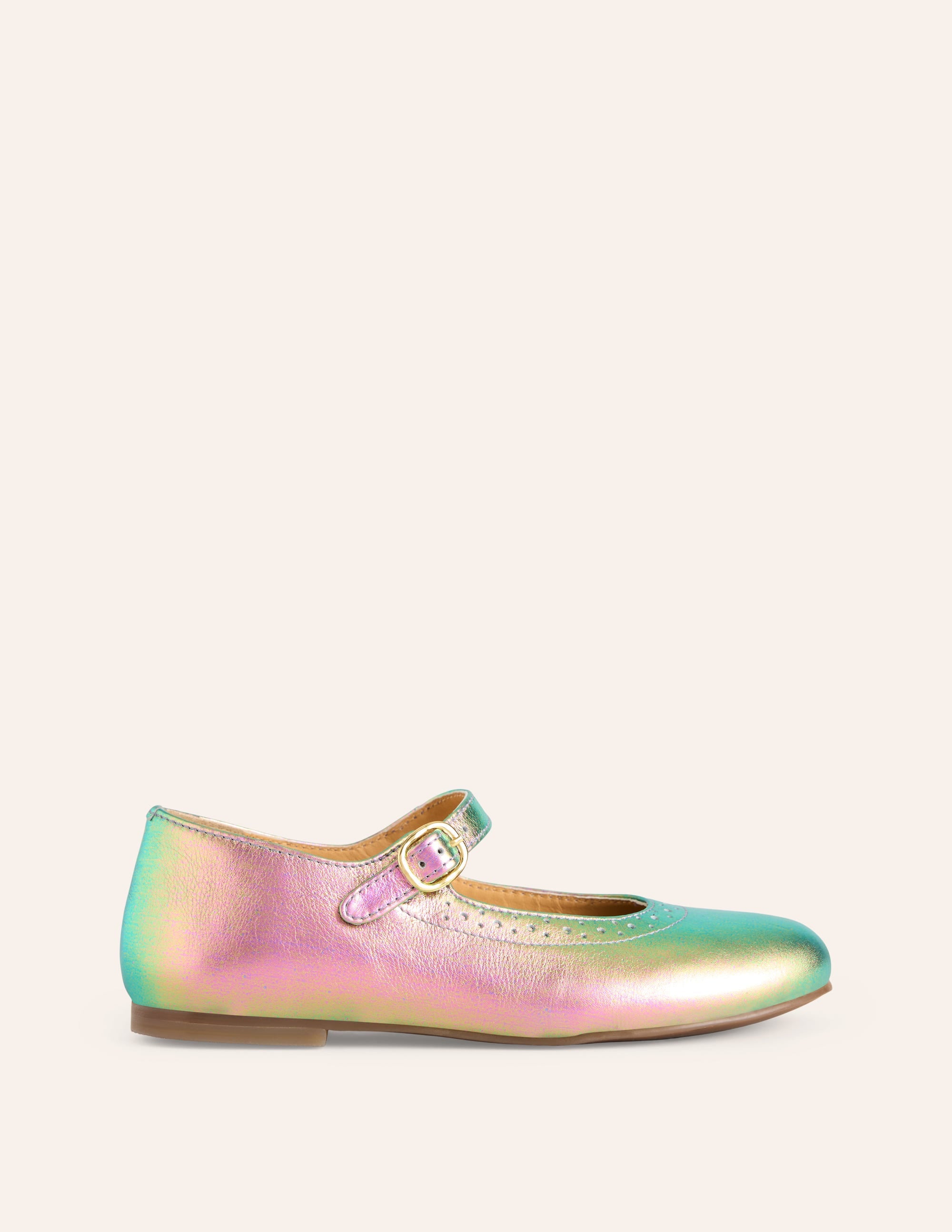 Mary Janes aus Leder-Schillerndes Gold-Metallic - Image 1