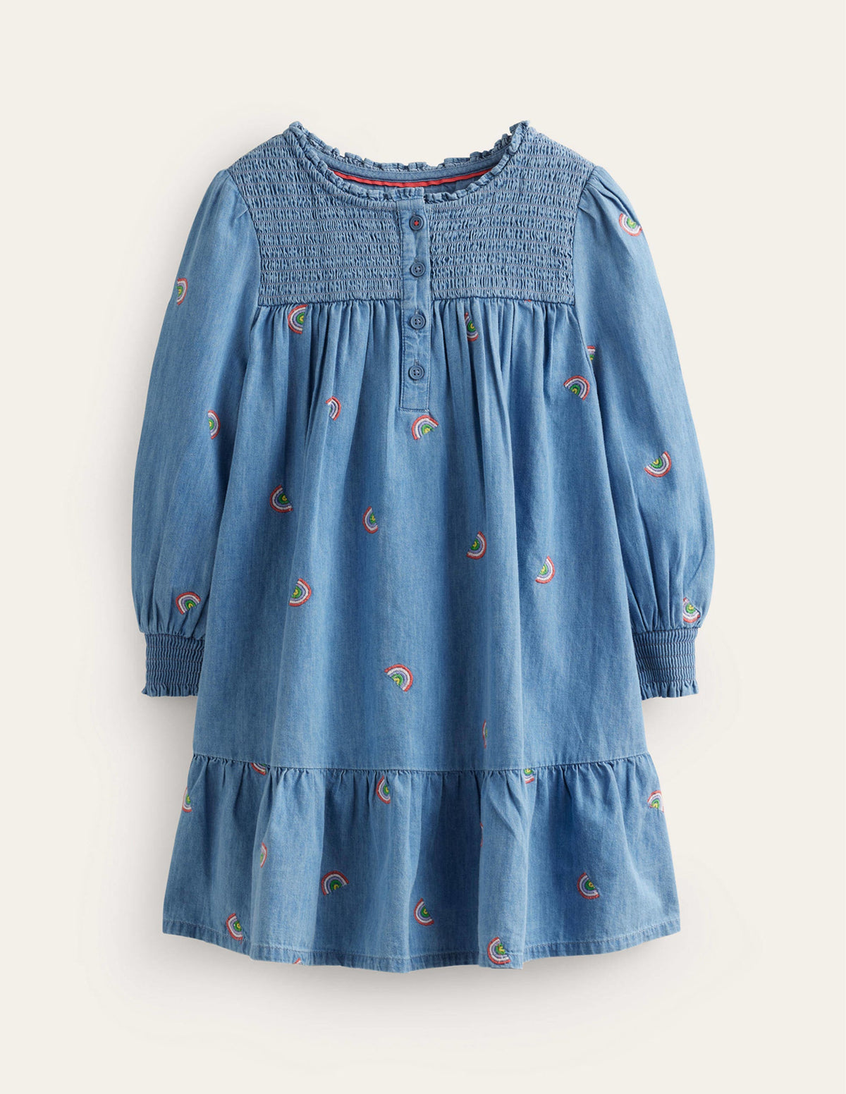 Robe froncée et brodée-Broderie arc-en-ciel indisciplinée-1