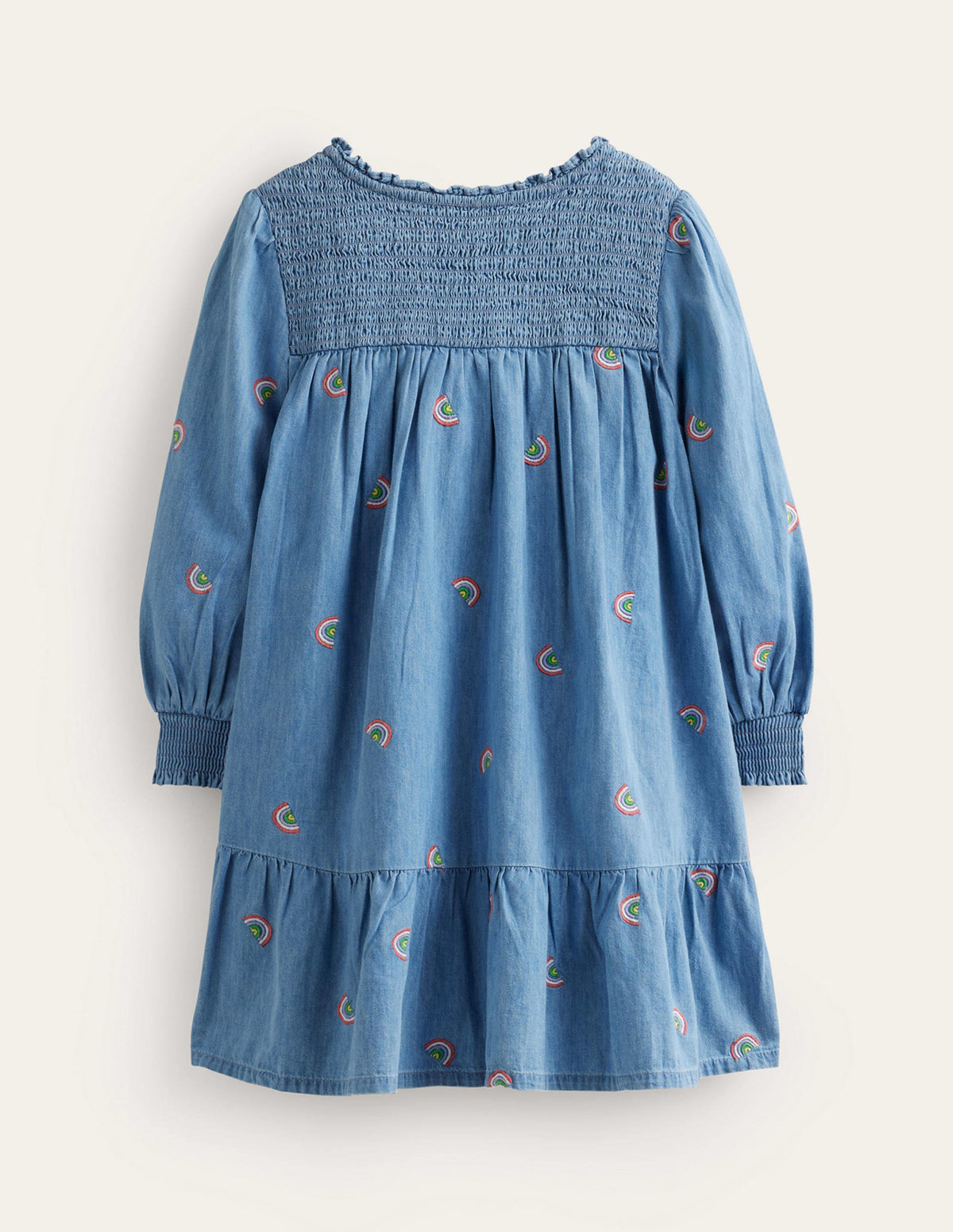 Robe froncée et brodée-Broderie arc-en-ciel indisciplinée - Image 2