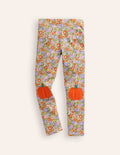 Leggings mit Applikationen-Asternlila Blumenmuster Kürbis