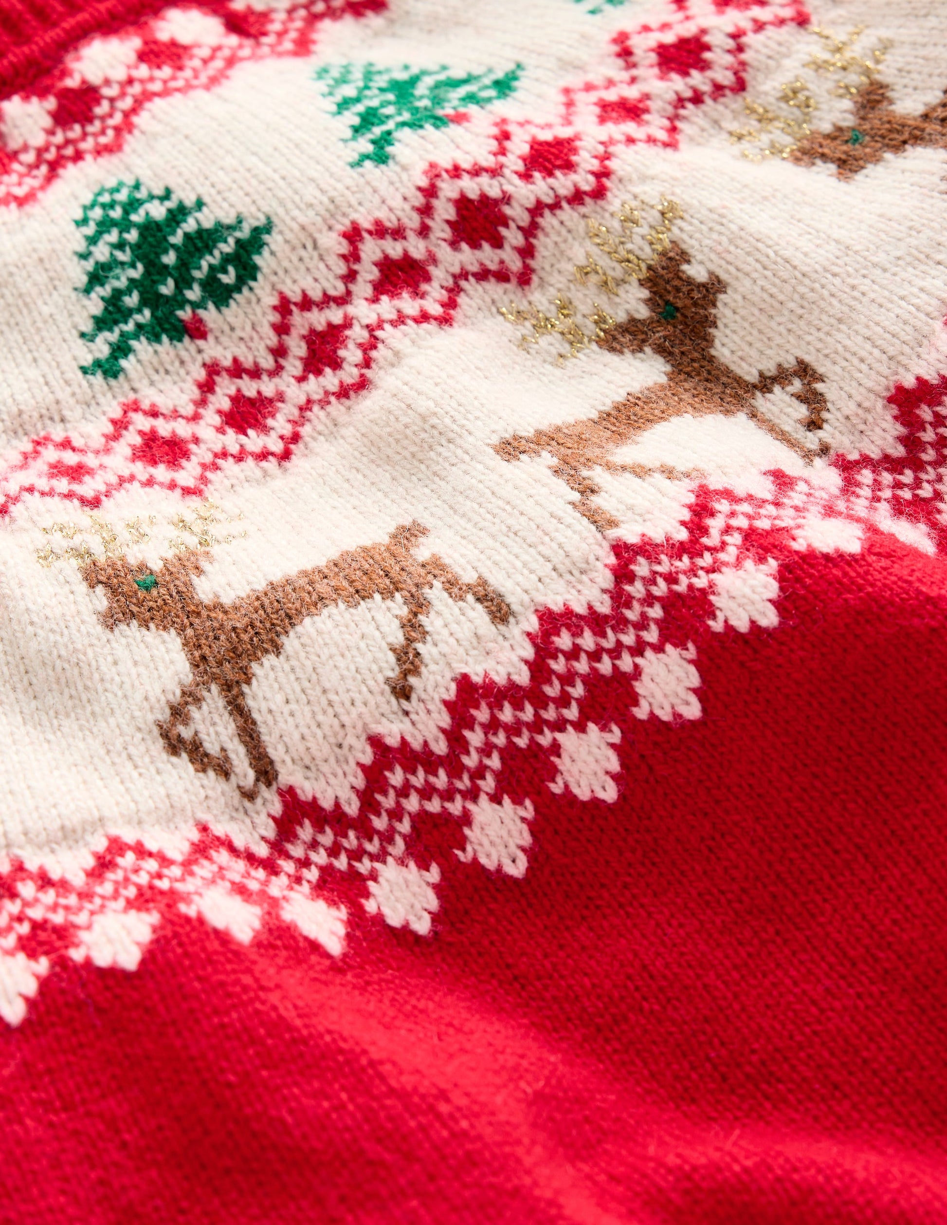 Edie Fair-Isle-Strickjacke-Mohnblumenrotes Rentier-3