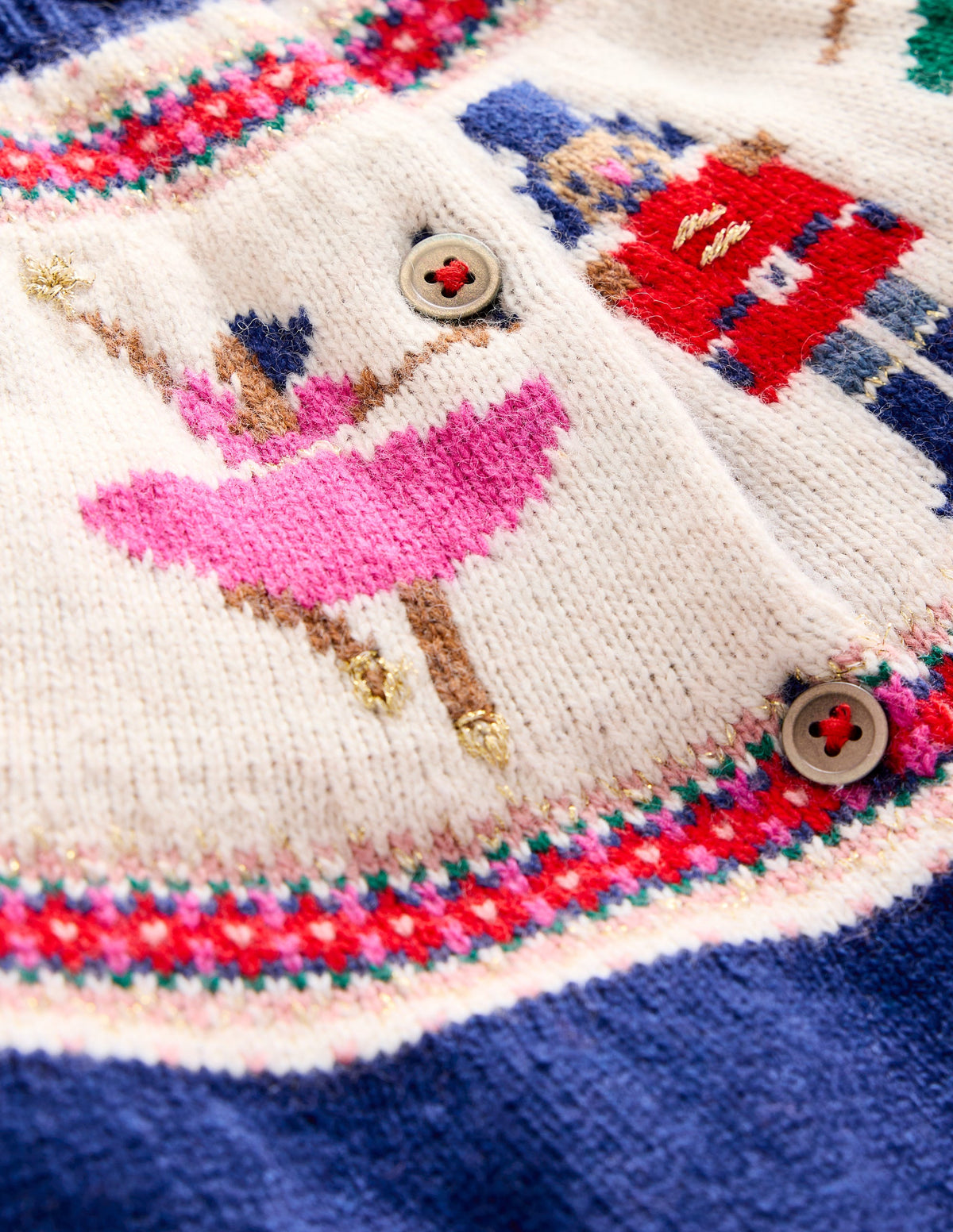 Edie Fair-Isle-Strickjacke-Saphirblau Nussknacker - Image 4
