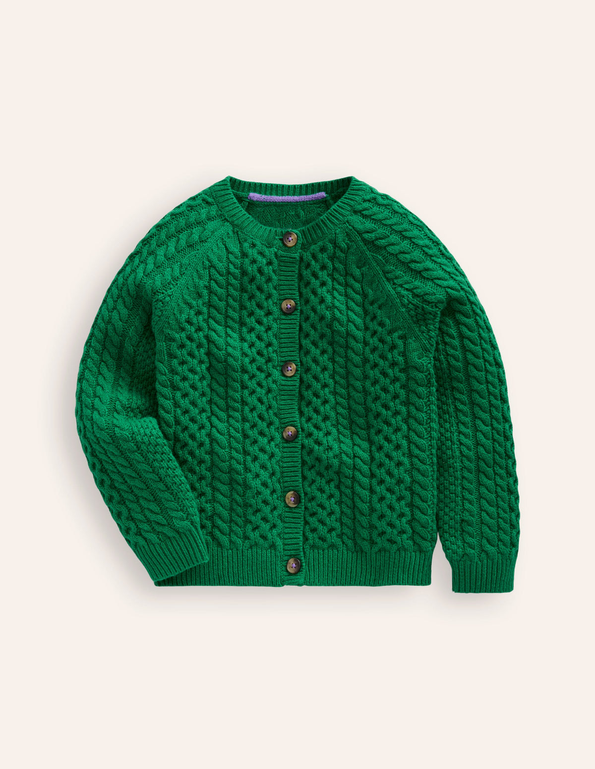 Strickjacke mit Zopfmuster-Dunkelgrün - Image 1