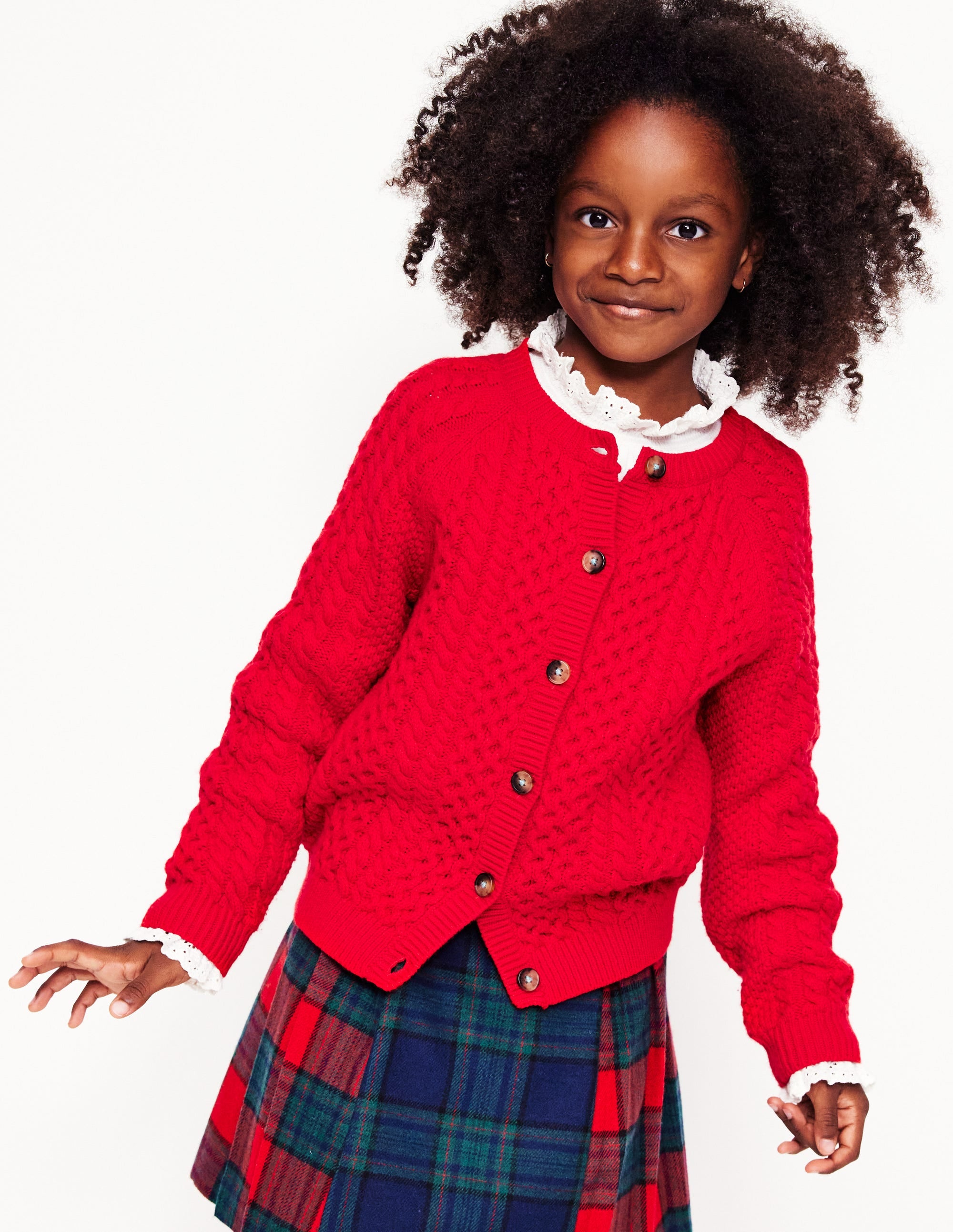 Cable Cardigan-Poppy Red - Image 5