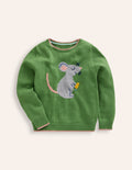 Origineller Pullover mit Logo-Blattgrün Maus