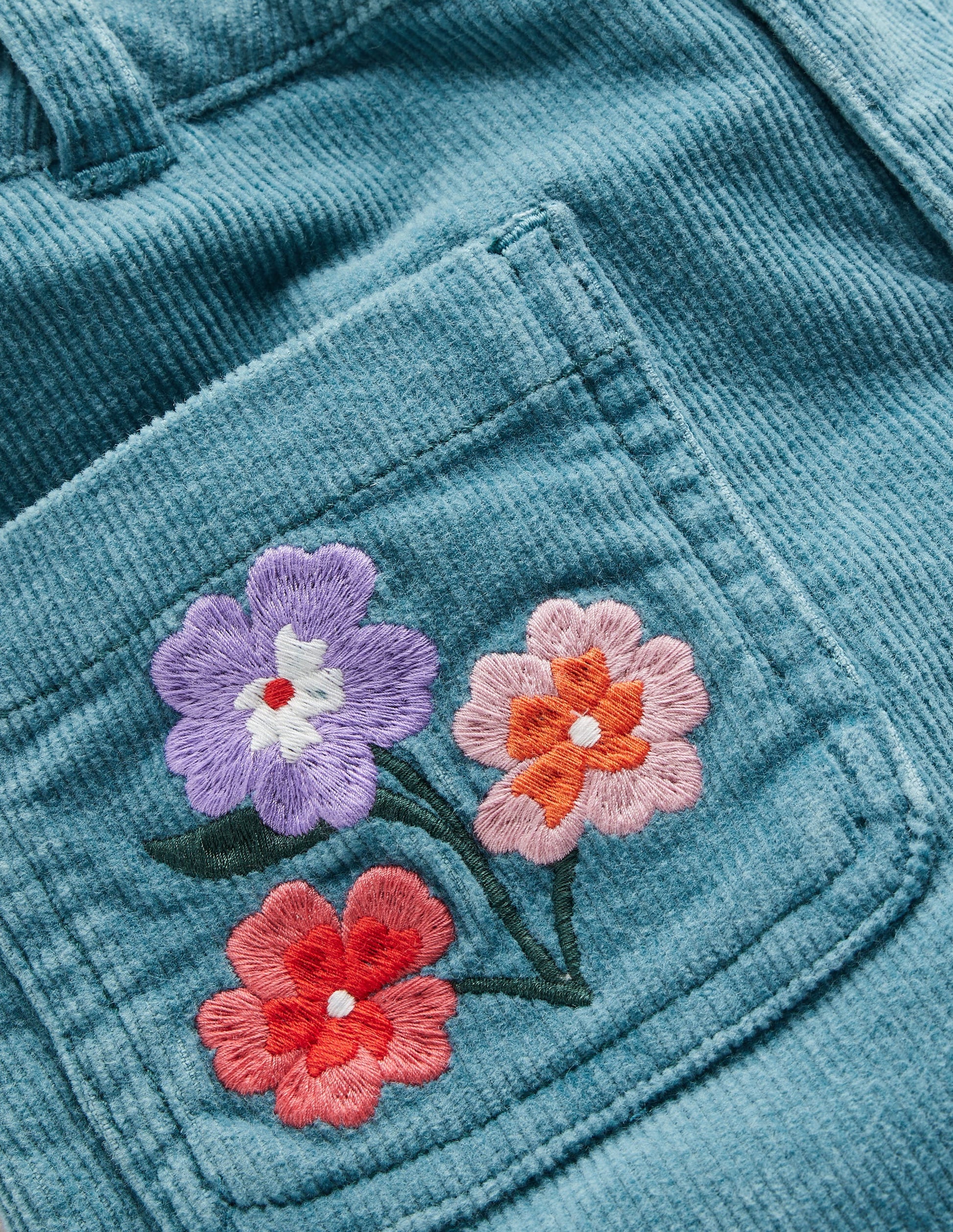 Pantalon évasé-Broderie florale pied d'alouette-3