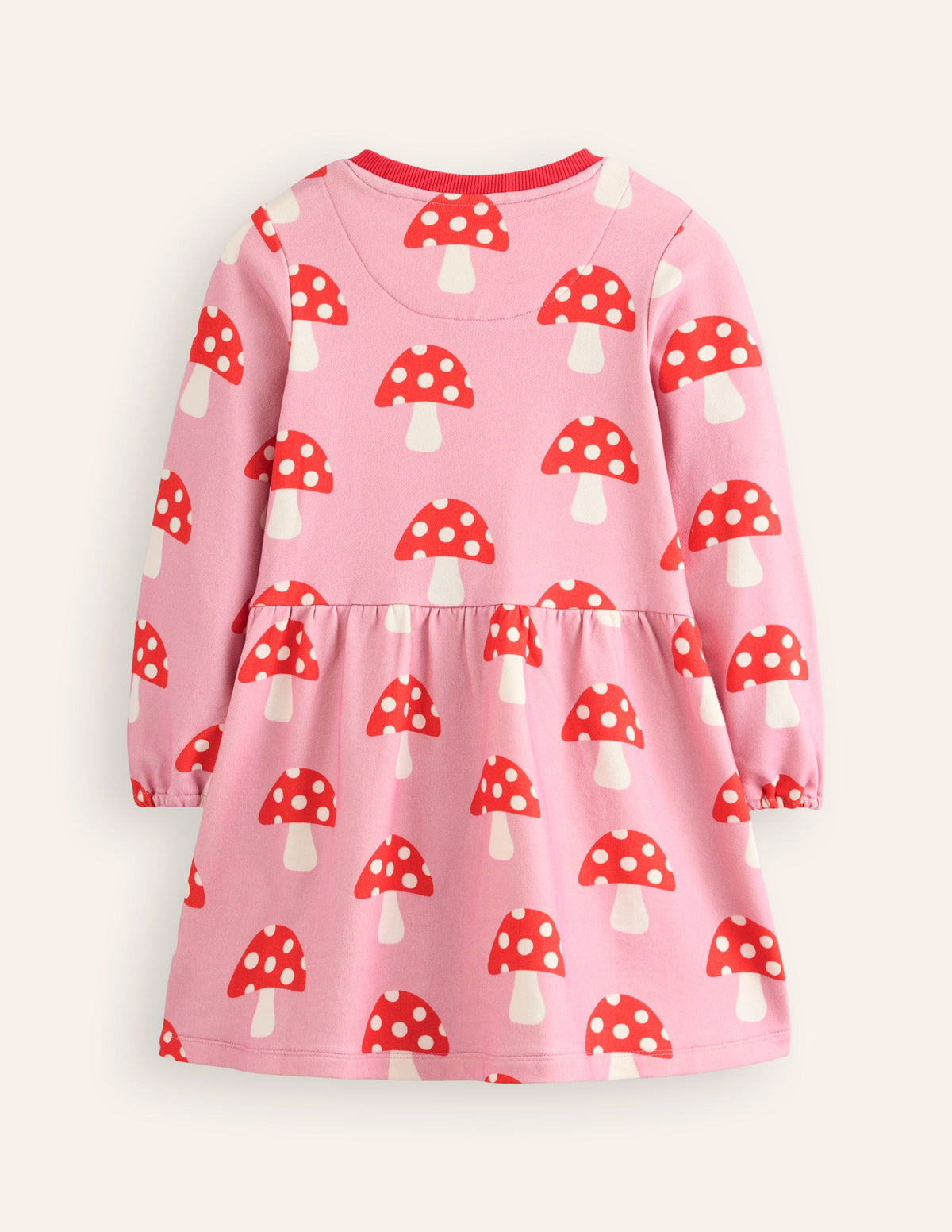 Loopback-Sweatshirtkleid-Vintage-Rosa Fliegenpilze-2